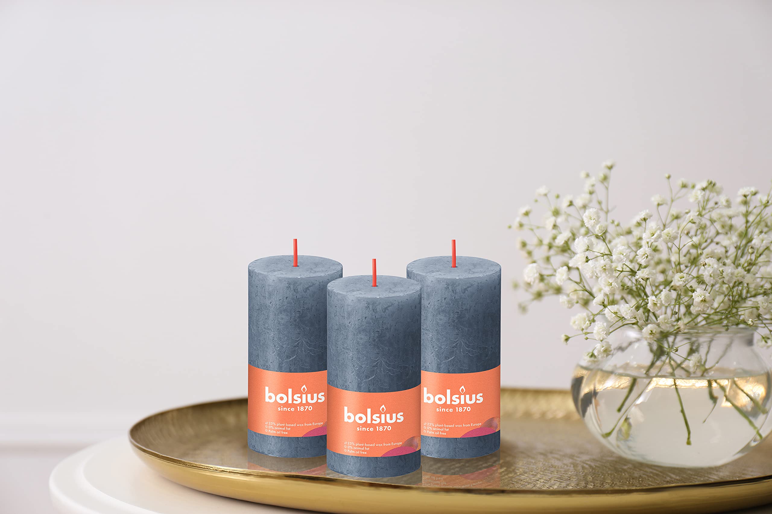 BOLSIUS 4 Pack Twilight Blue Rustic Pillar Candles - 2 X 4 Inches - Premium European Quality - Includes Natural Plant-Based Wax - Unscented Dripless Smokeless 30 Hour Party and Wedding Candles  - Very Good