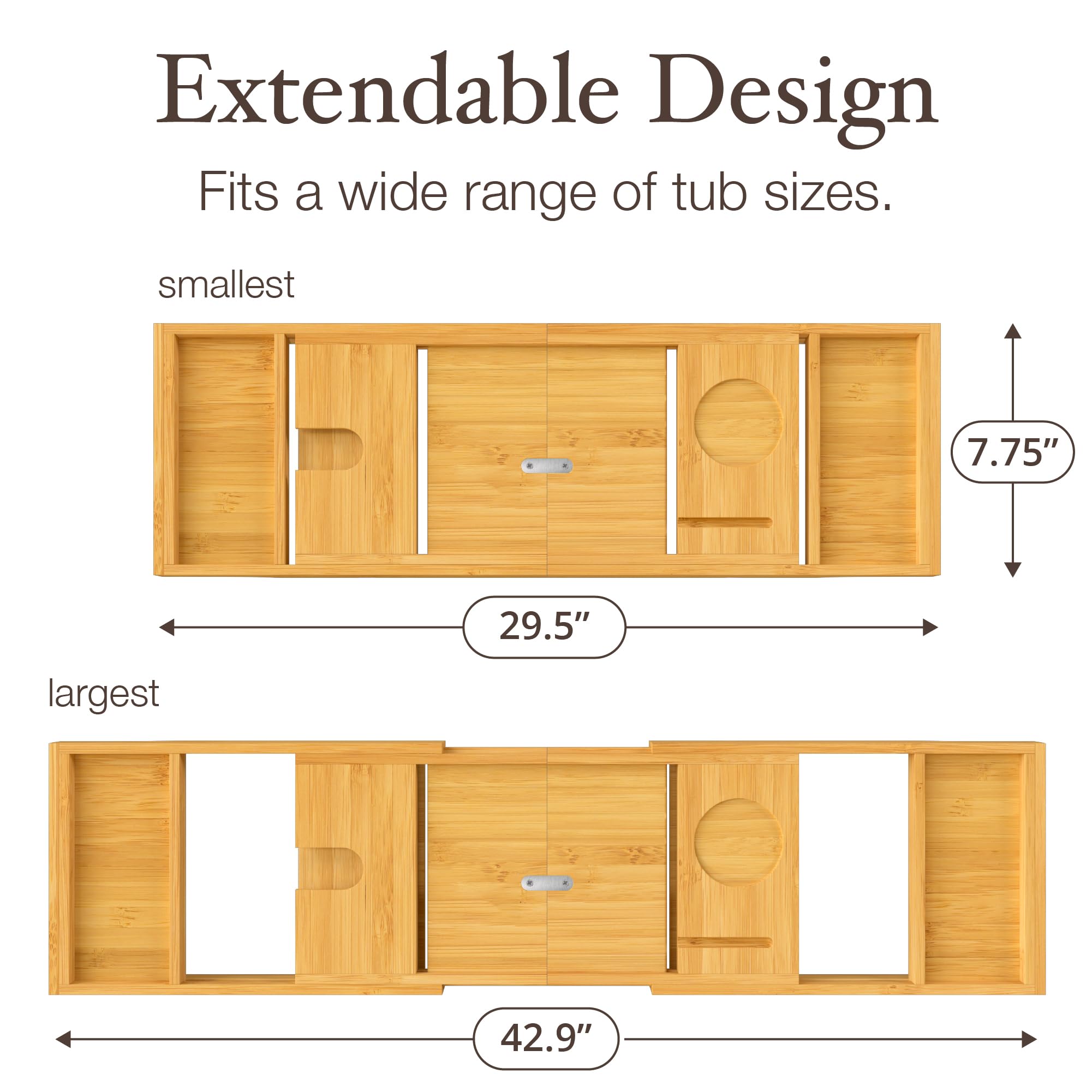 Bamb�si Bathtub Tray Table - Collapsible & Adjustable Bamboo Bathtub Caddy - Folding Bath Tub Tray - Wood Bathtub Accessories - Unique Gifts for Women or Men  - Like New