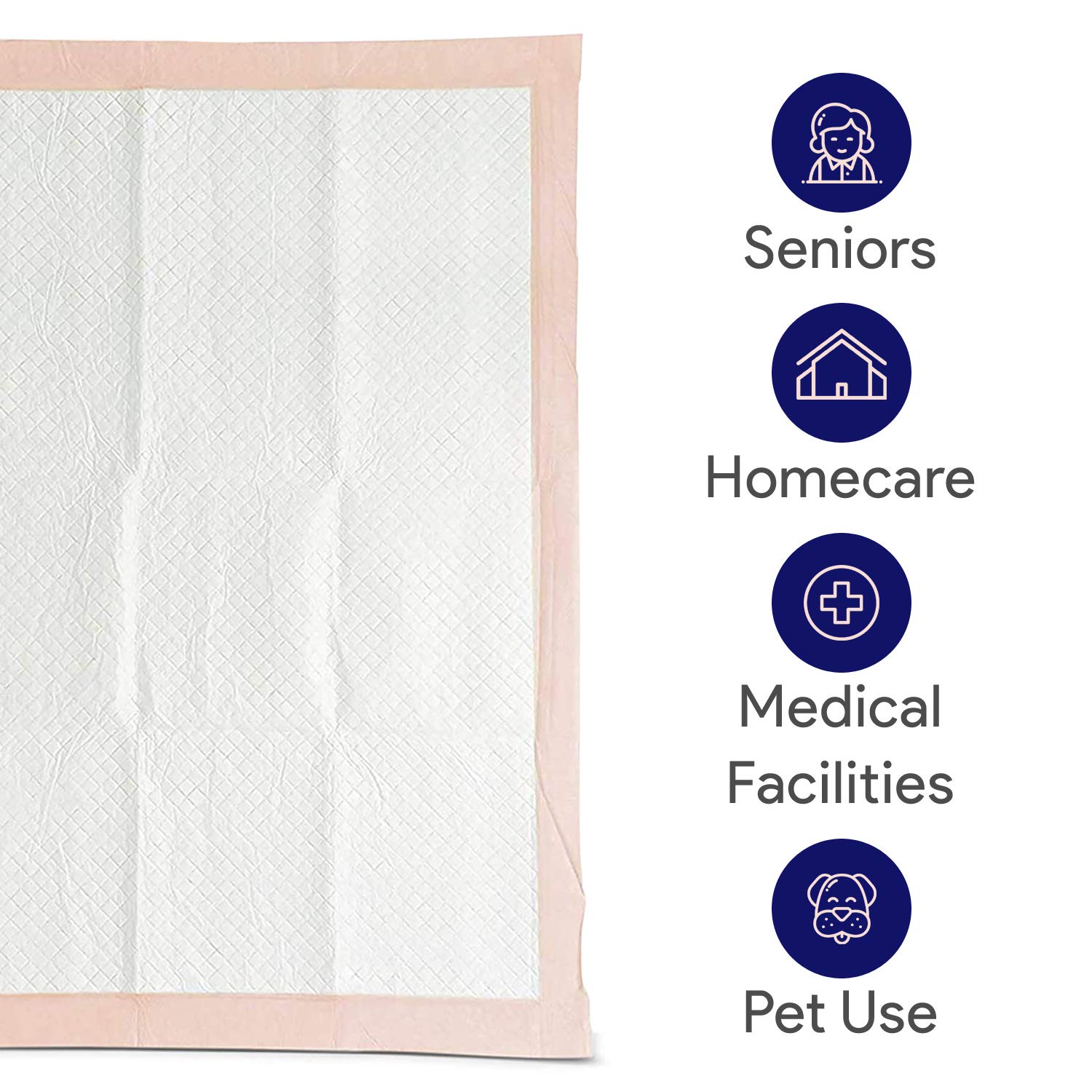 Premium Disposable Chucks Underpads, 30" x 36" - Highly Absorbent Bed Pads for Incontinence and Senior Care - Peach Color - Leak Proof Protection