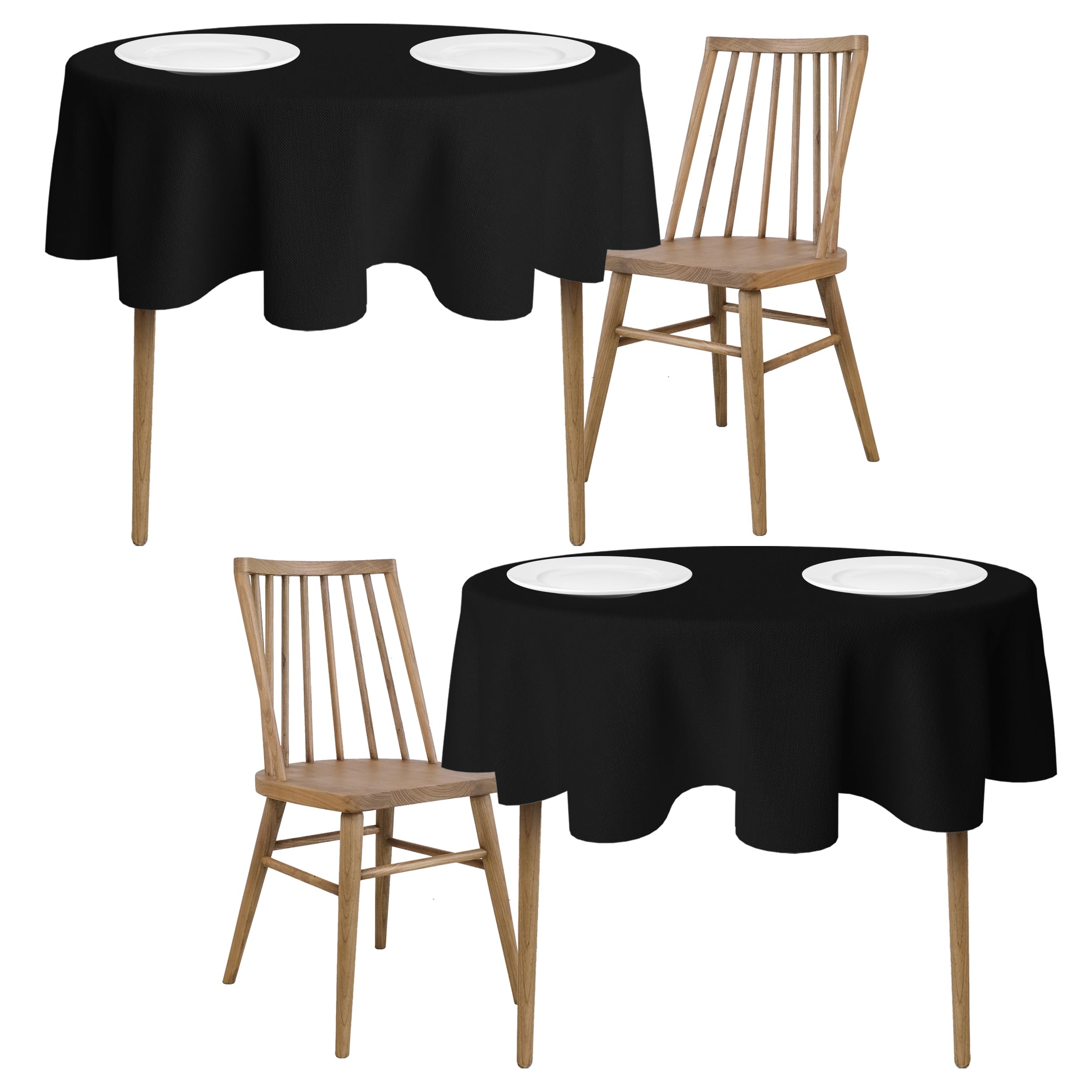 [2 Pack] 60" Round Premium Tablecloths for Wedding | Banquet | Restaurant | Washable Fabric Table Cloth  - Very Good