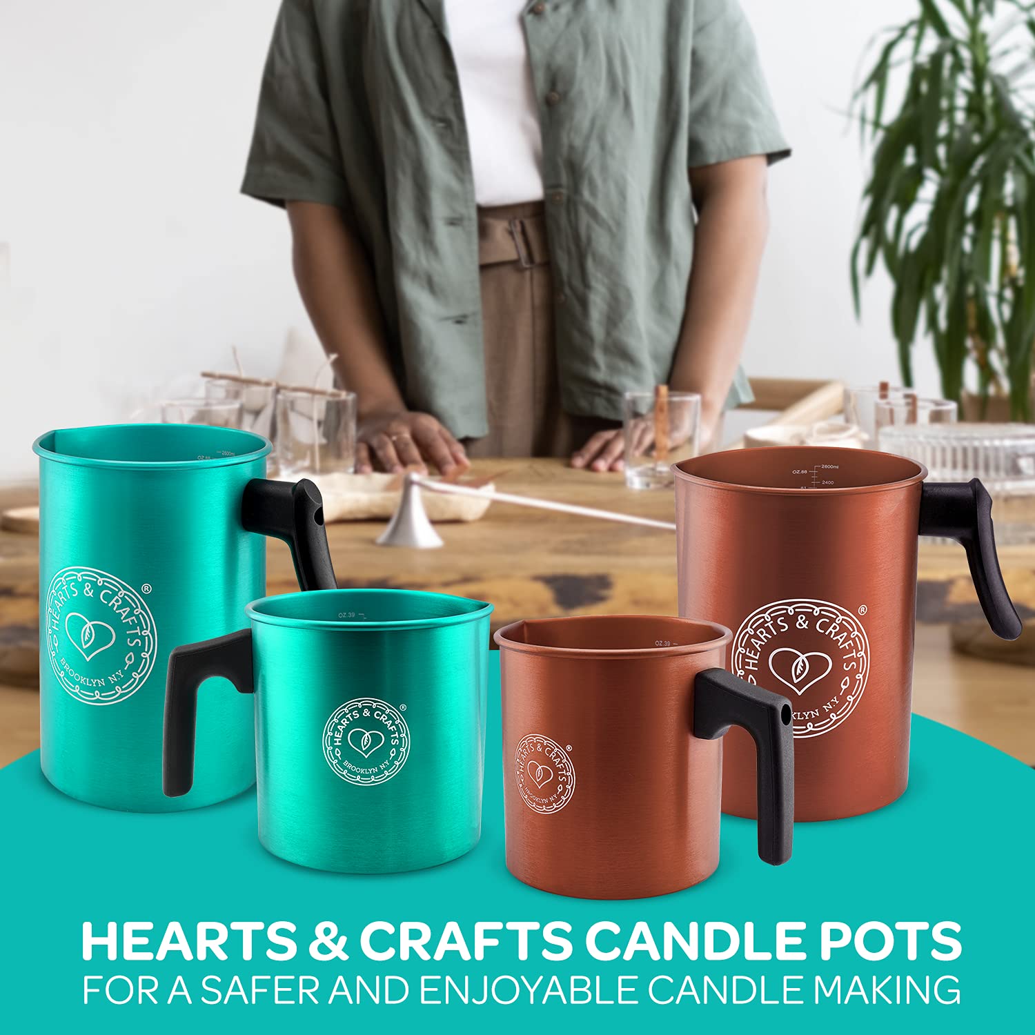 Hearts & Crafts Candle Pots, Copper Candle Making Pouring Pot for Melted Wax - Best for Candles, Food Prep, Arts & Crafts, and More  - Like New