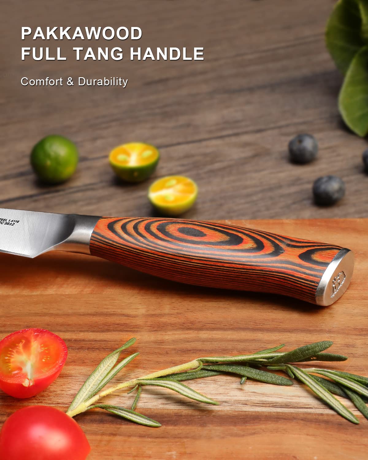 TUO Utility Knife, Small Kitchen Knife, 5 inch Paring Knife High Carbon German Stainless Steel Cutlery with Ergonomic Pakkawood Handle