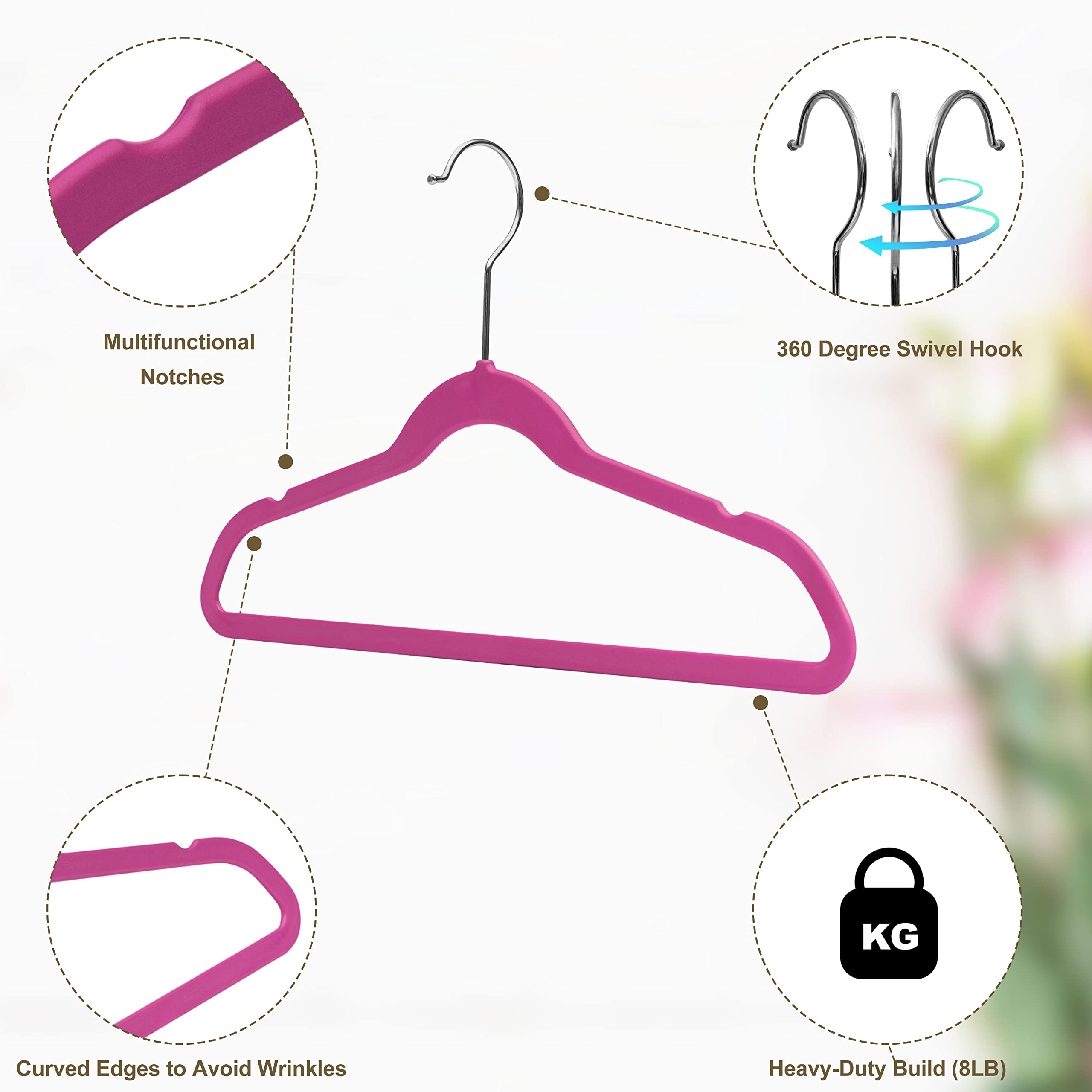 Quality Children's Plastic 30 Pack Non Velvet Non-Flocked Thin Compact Hangers Swivel Hook for Shirts Blouse Coats (Pink, 30)  - Like New