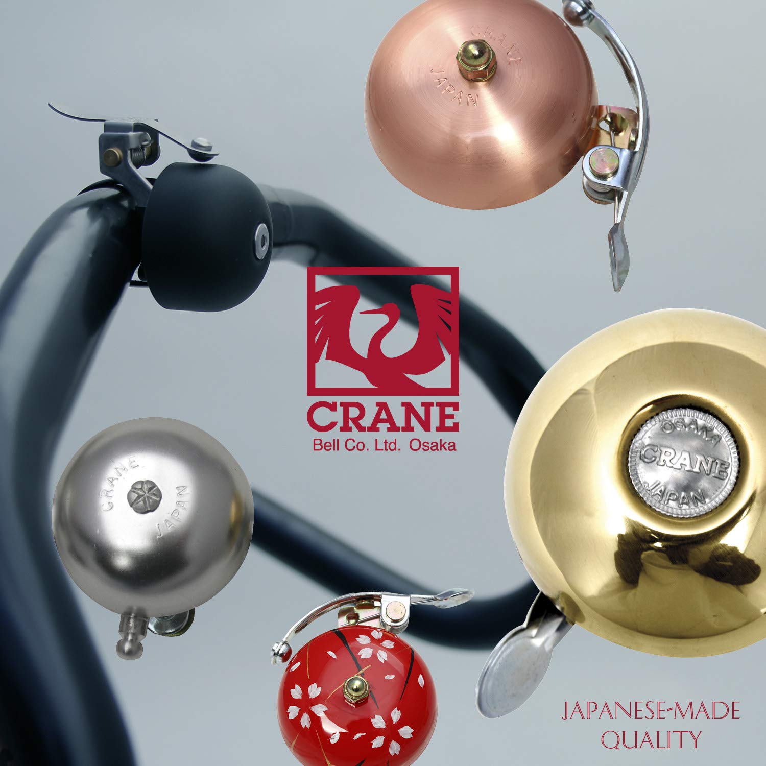 Crane Bike Bell E-Ne Bicycle Bell, Made in Japan for Road Bikes or Mountain Bikes, Fits All Handle Bar Sizes & Types