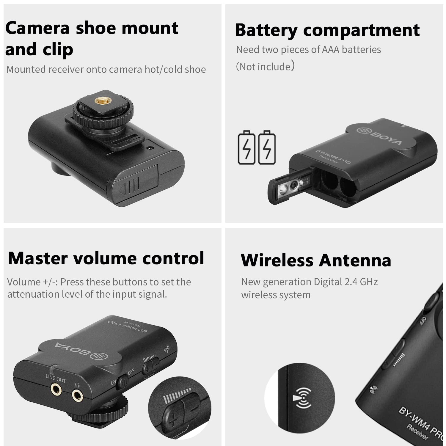 BOYA WM4 PRO 2.4G Wireless Lavalier Microphone system with Canon Nikon Sony DSLR Camera camcorders Youtude Facebook TikTok vlog live streaming interview commentary  - Very Good