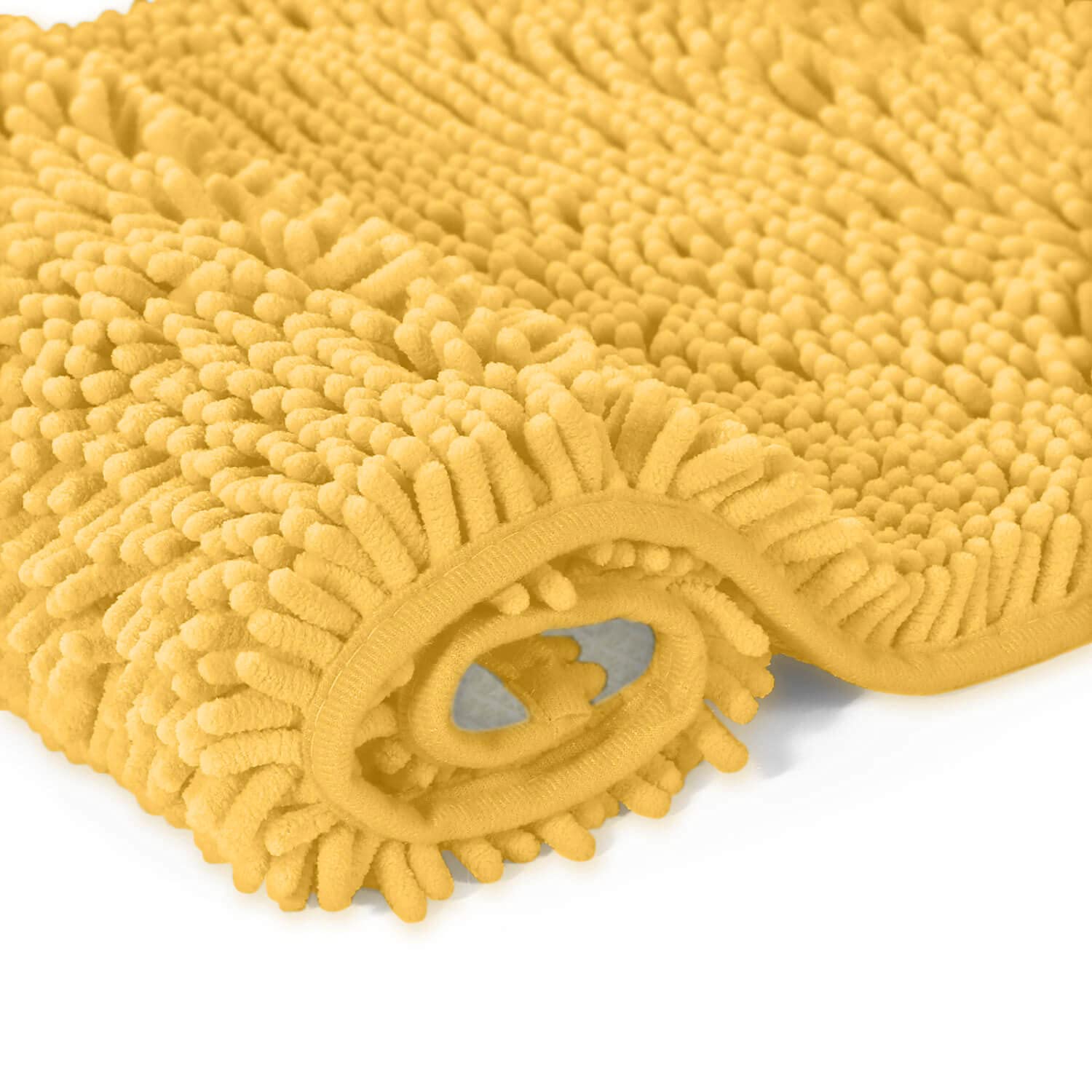 LuxUrux Yellow Bathroom Rug Set 2 Piece �Extra-Soft Bath mat Shower Bathroom Rugs,1'' Chenille Microfiber Material, Super Absorbent (30 X 20'' + 23 x 15'', Yellow)  - Like New