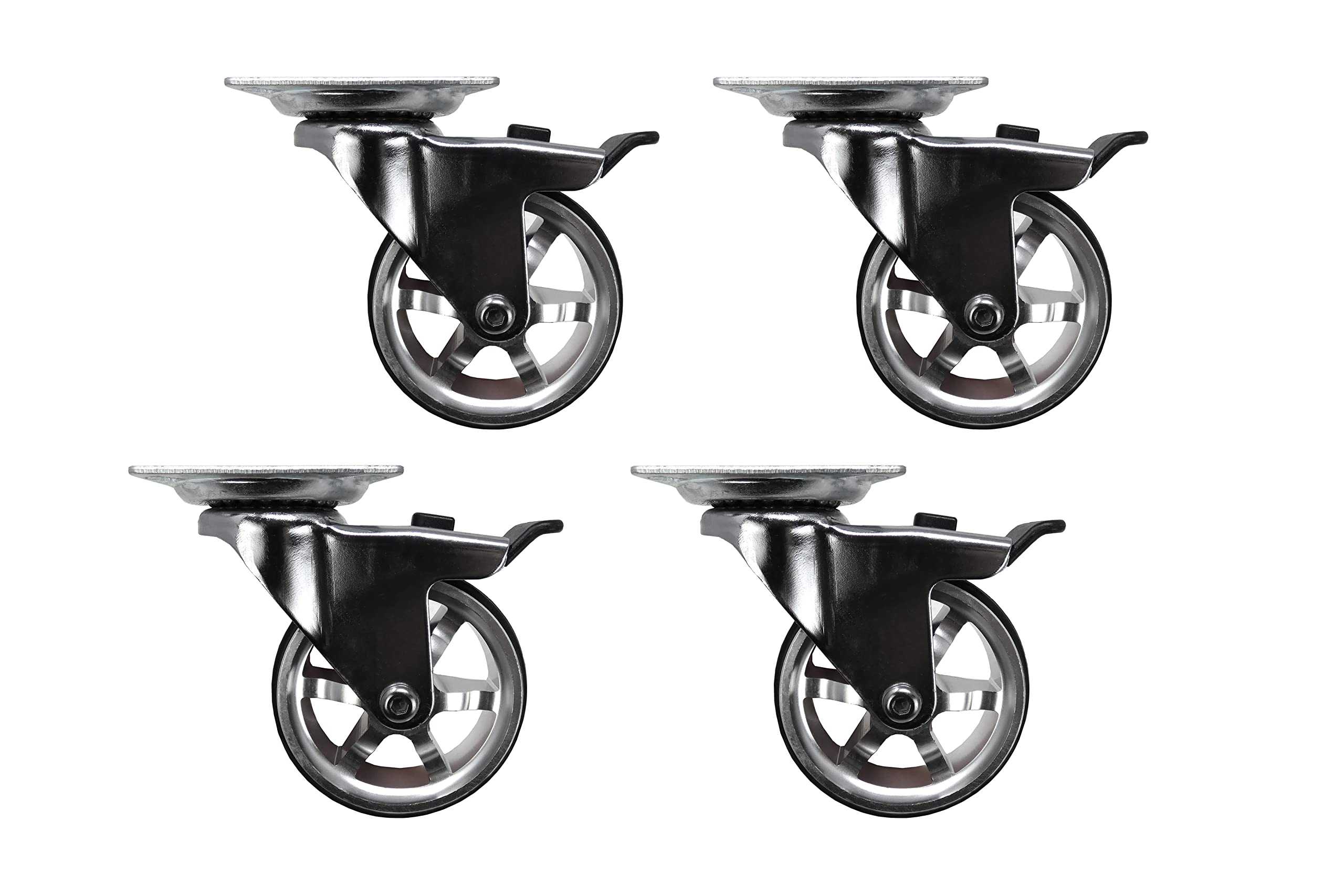 Headbourne 8295E Designer Casters 3 inch Machined Aluminum Mag Designer Caster, 4 Pack  - Acceptable