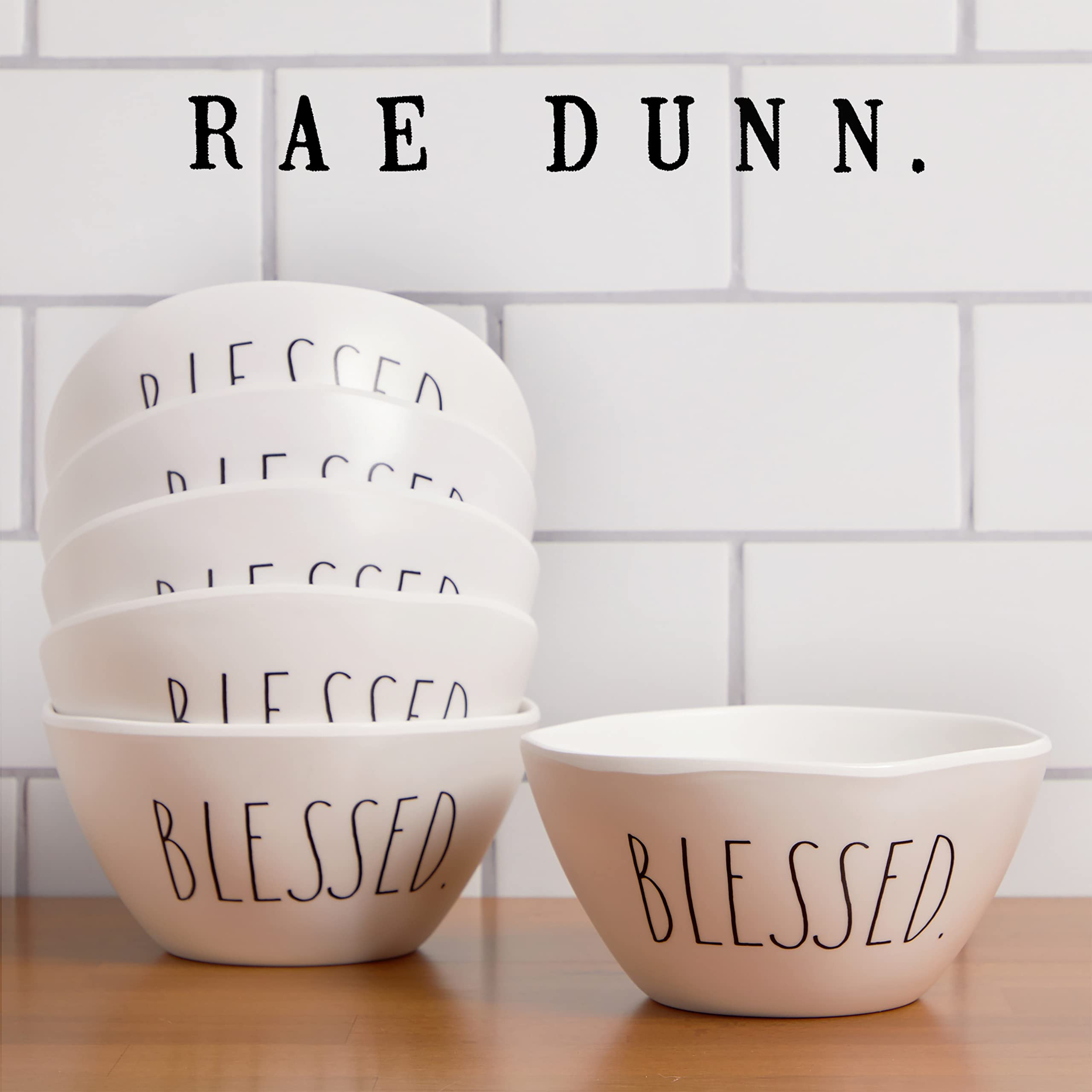 Rae Dunn Melamine Bowl Sets - Durable Dishwasher Safe Dinner/Cereal Bowls Set of 6 (6 inch) Bowl Set for Soup, Cereal, Pasta, Salads  - Like New