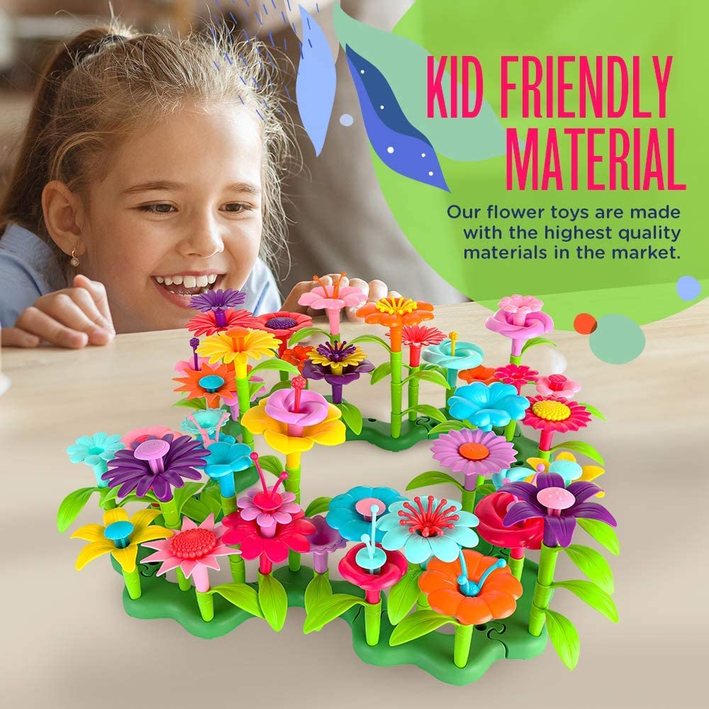 oyVelt Flower Garden Building Set - 148 pcs STEM Toy with Container - Best Gift for Girls 3-7 Years  - Like New