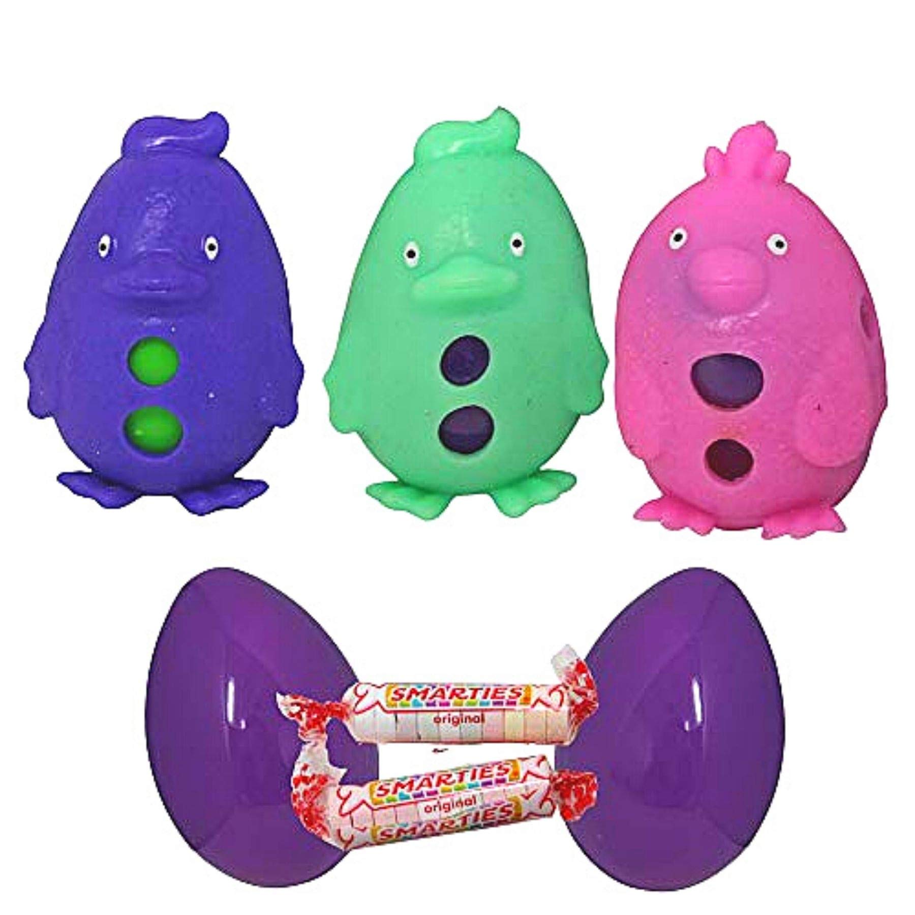 Smarties Candy Plastic Prefilled Easter Eggs, Animal Skinz Finger Puppet Egg Cover and Candies Ultimate Prize Winner, Pack of 3