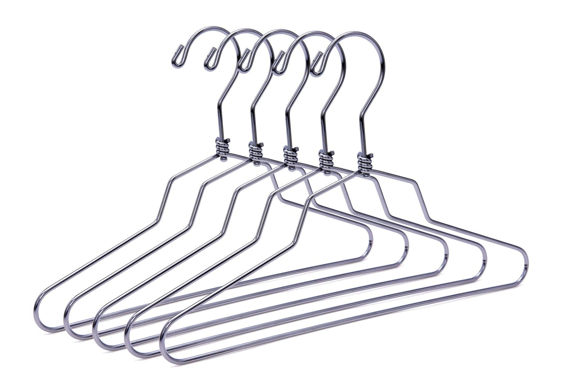 10 Quality Metal Hangers, Swivel Hook, Stainless Steel Heavy Duty Wire Clothes Hangers