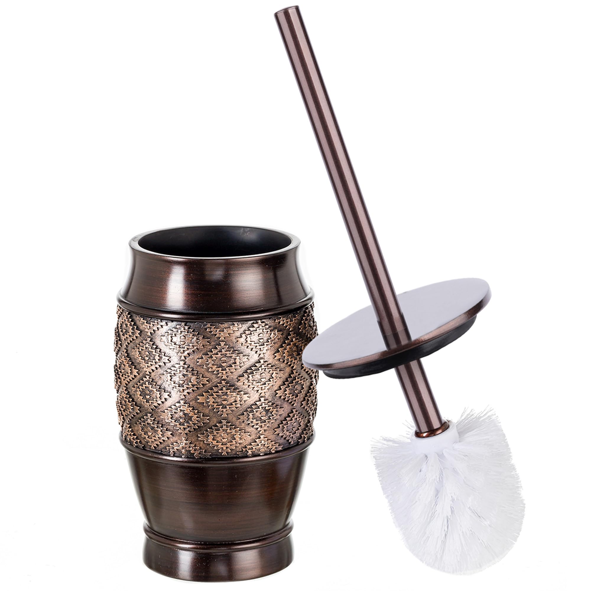 Creative Scents Dublin Toilet Brush Set - Toilet Bowl Cleaner Brush and Holder - Decorative Toilet Bowl Scrubber - Space Saving Design 5" x 5" x 15"H, Contemporary Toilet Bowl Cleaner (Brown)  - Like New