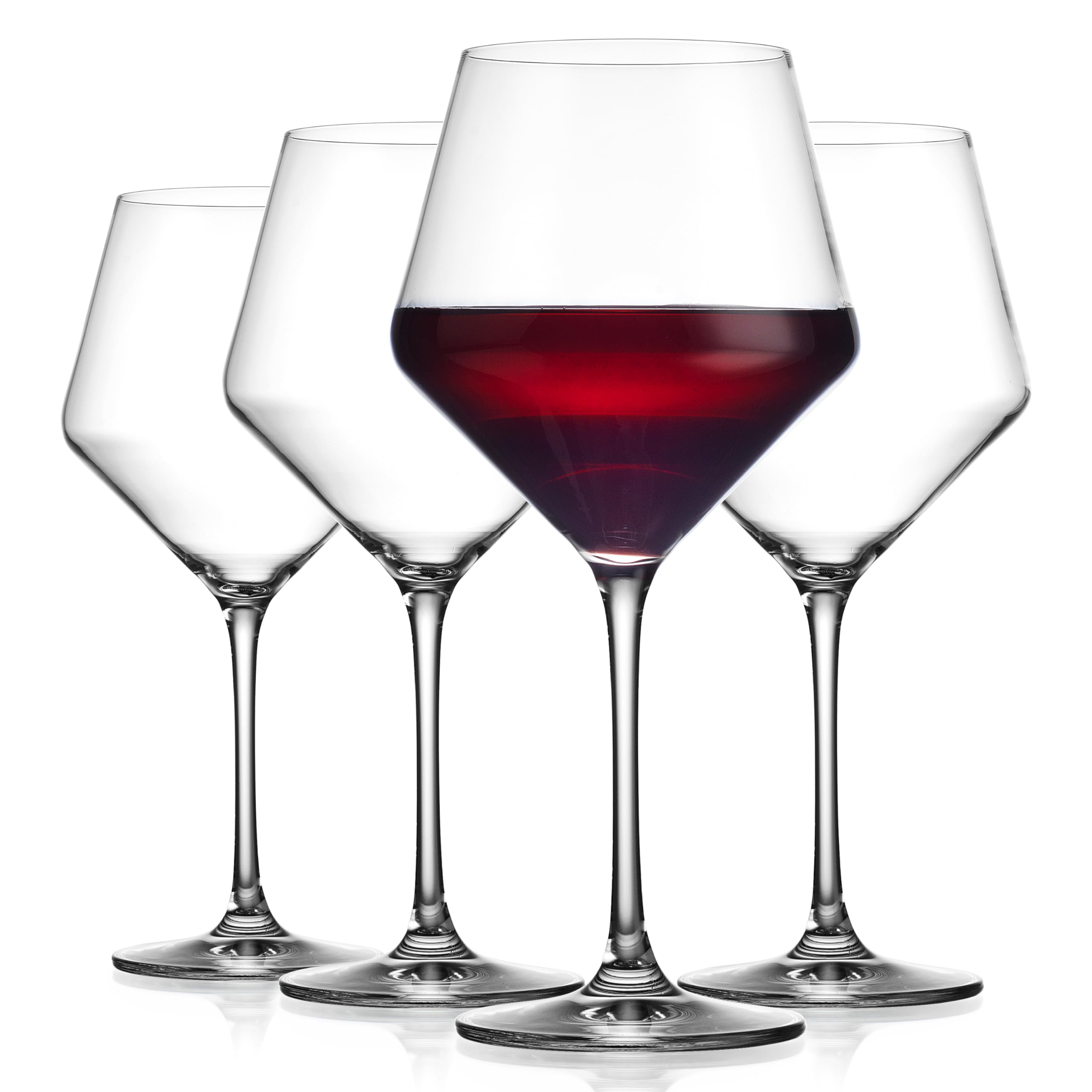 Glaver's Red Wine Glasses Set Of 4, 23 Oz Large Crystal White Wine Glass, Elegant Thin Rim, Modern Long Stemmed Wine Glasses, Pretty Gifting Wine Glasses. Home Bar Uses.  - Like New