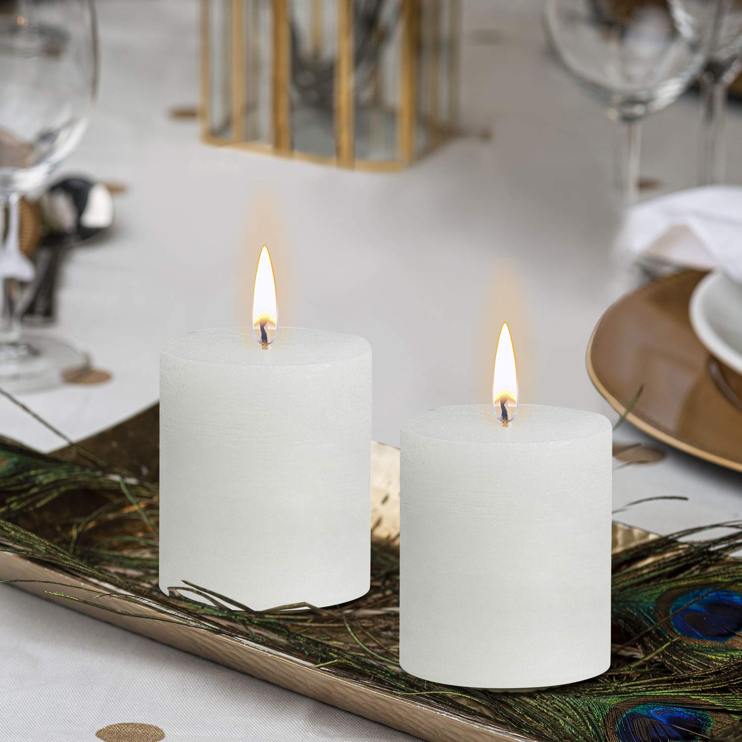 BOLSIUS Unscented Pillar Candles - Decoration Candles Set of 3 - Clean Burning Dripless Dinner Candles for Wedding & Home Decor Party Restaurant Spa  - Good