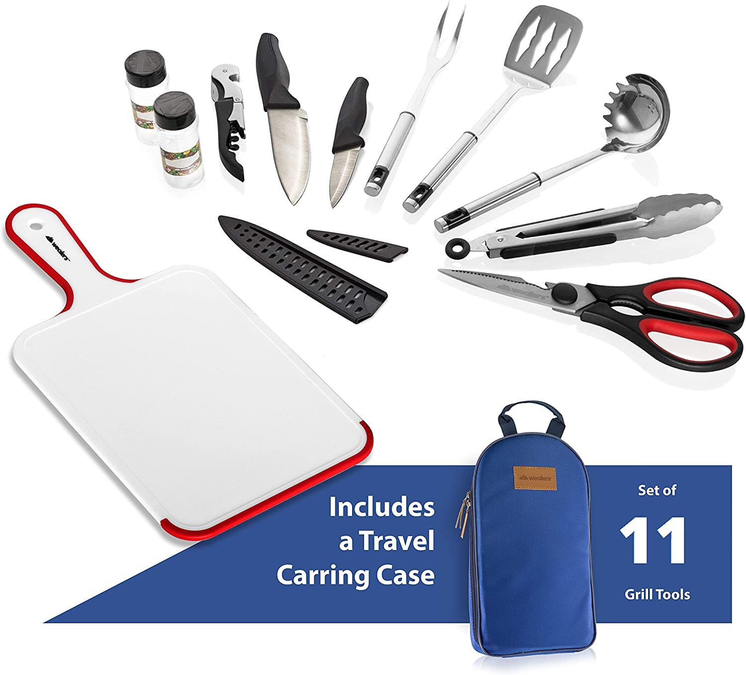 Camp Kitchen Cooking Utensil Set Travel Organizer Grill Accessories Portable Compact Gear for Backpacking BBQ Camping Hiking Travel Cookware Kit Water Resistant Case  - Like New