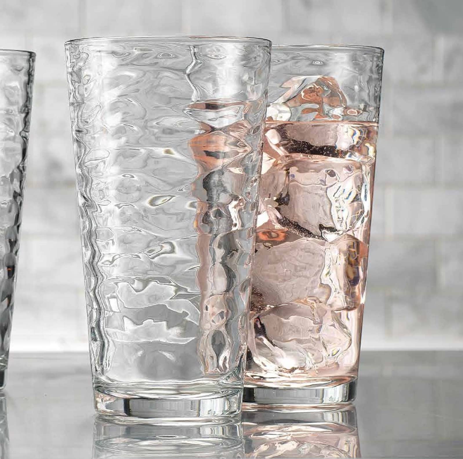 Glaver's Drinking Glasses Set of 4 Highball Glass Cups, 17 Oz. Basic Cooler Glassware, ideal for Water, Juice, Cocktails, Iced Tea and more. Dishwasher Safe.  - Acceptable