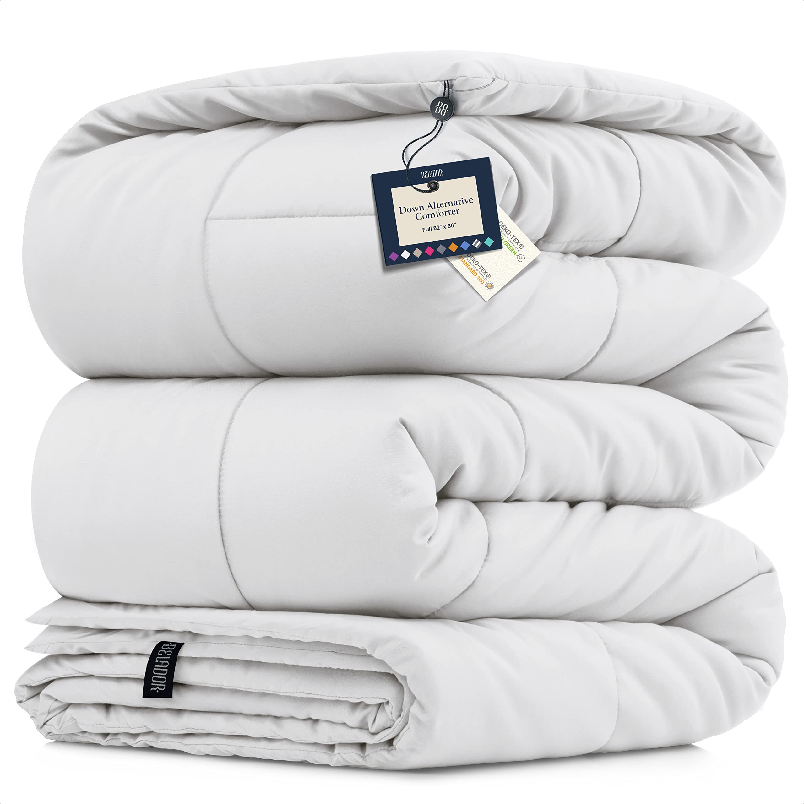 BELADOR White Comforter Duvet Insert Full Size Bed Comforter- All-Season Down Alternative Comforters, Mid-Plush Lightweight Comforter, Box Quilted Siliconized Fiberfill Oeko-Tex Hotel Comforter  - Very Good