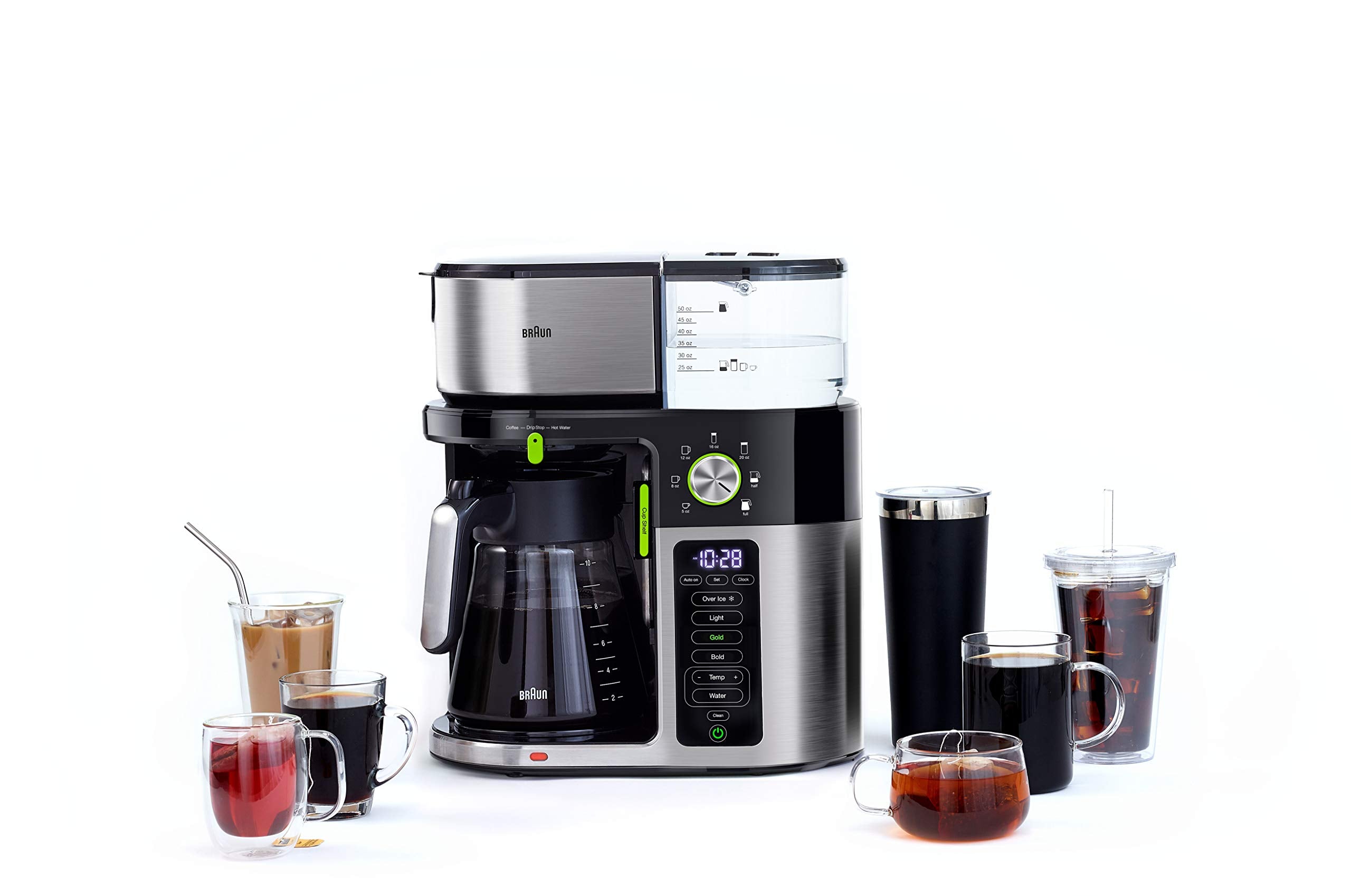 Braun 7 Programmable Brew Sizes / 3 Strengths + Iced Coffee & Hot Water for Tea, Glass Carafe (10-Cup)  - Acceptable