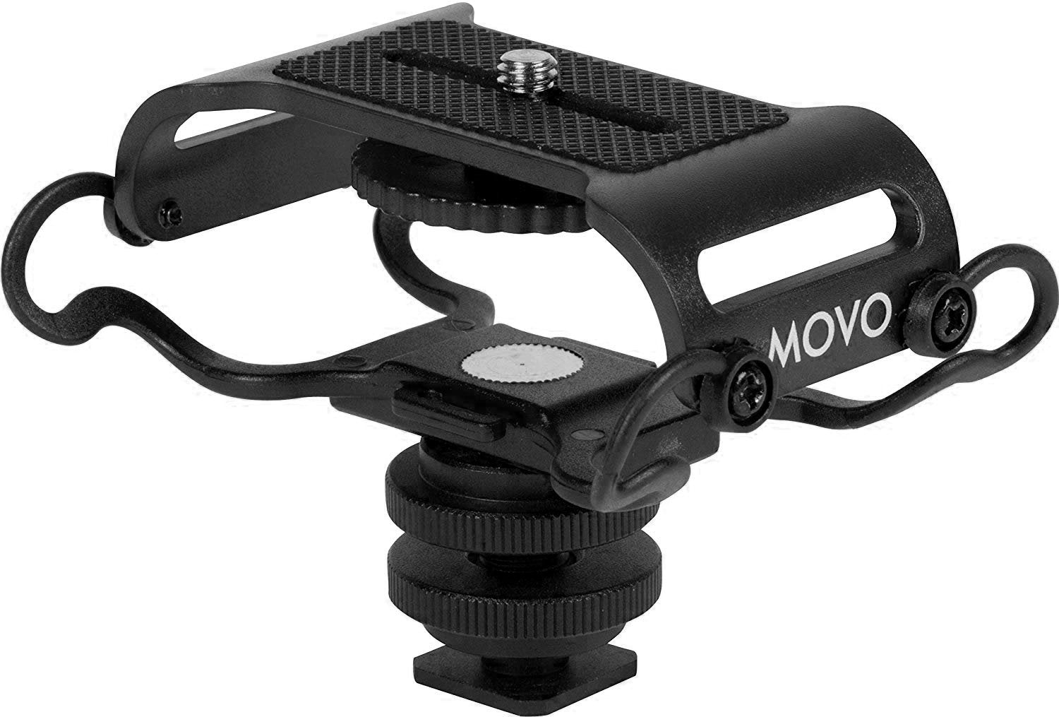 Movo SMM5-B Universal Microphone and Portable Recorder Shock Mount - Fits the Zoom H1n, H2n, H4n, H5, H6, Tascam DR-40x, DR-05x, DR-07x and others with a 1/4" Mounting Screw (Black)  - Like New
