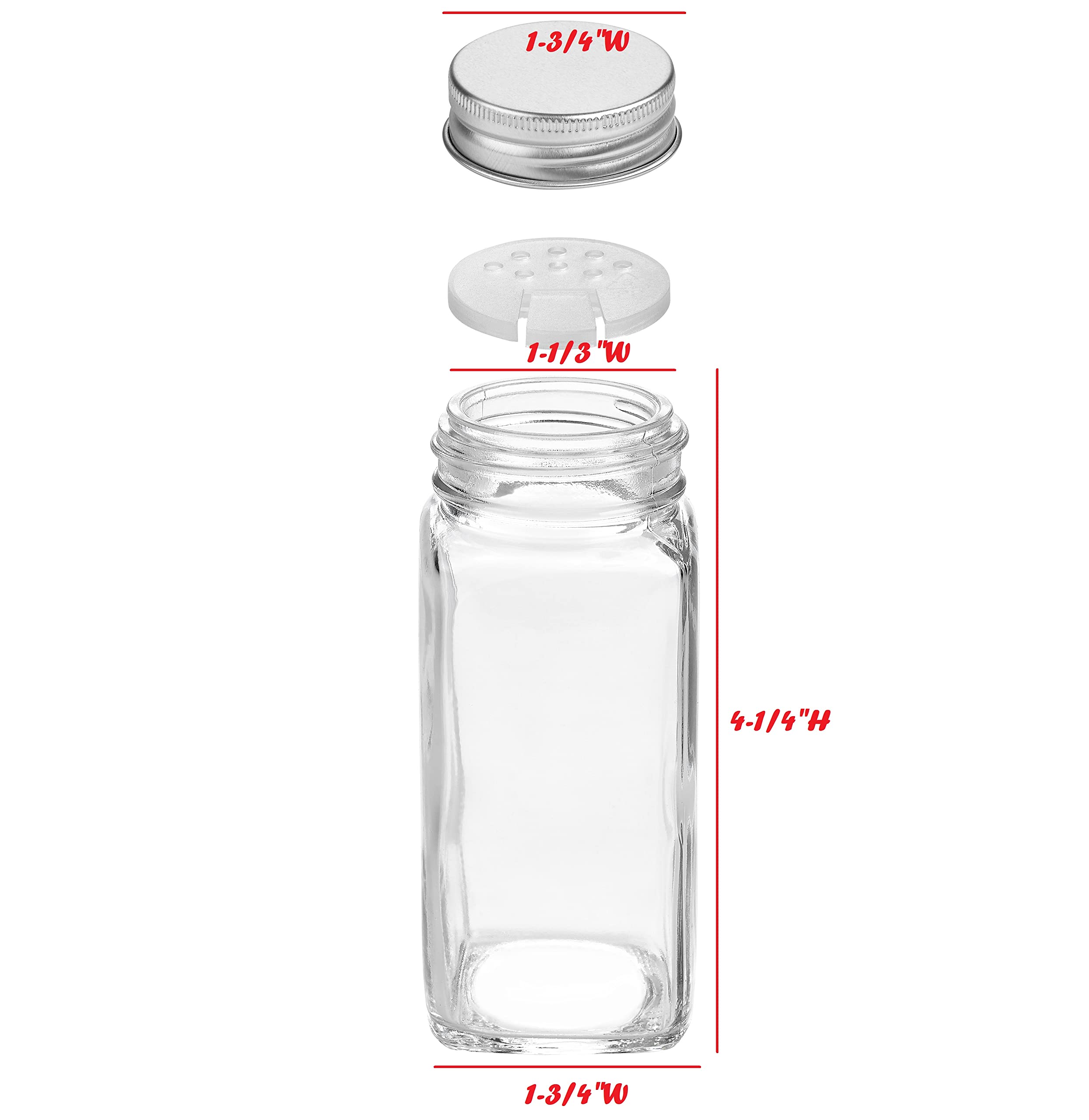 Spice Jars Glass Empty 4 oz - Spice Bottles Empty Glass with Labels Container Shaker Lids, Airtight Metal Caps and Chalkboard/Clear PVC Seasoning Labels, Chalk Marker & Collapsible Funnel  - Like New