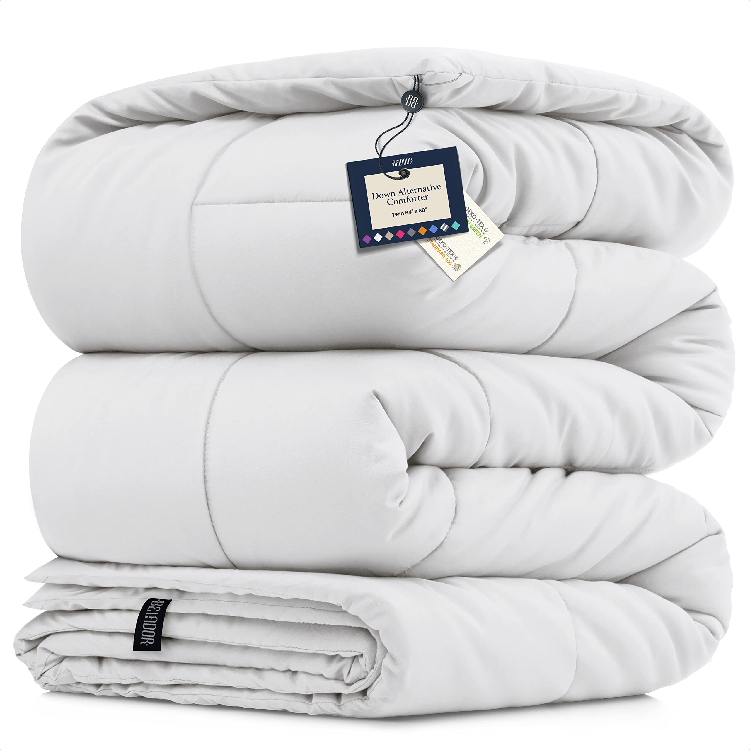 BELADOR White Comforter Duvet Insert Twin Size Bed Comforter- All-Season Down Alternative Comforters, Mid-Plush Lightweight Comforter, Box Quilted Siliconized Fiberfill Oeko-Tex Hotel Comforter  - Very Good