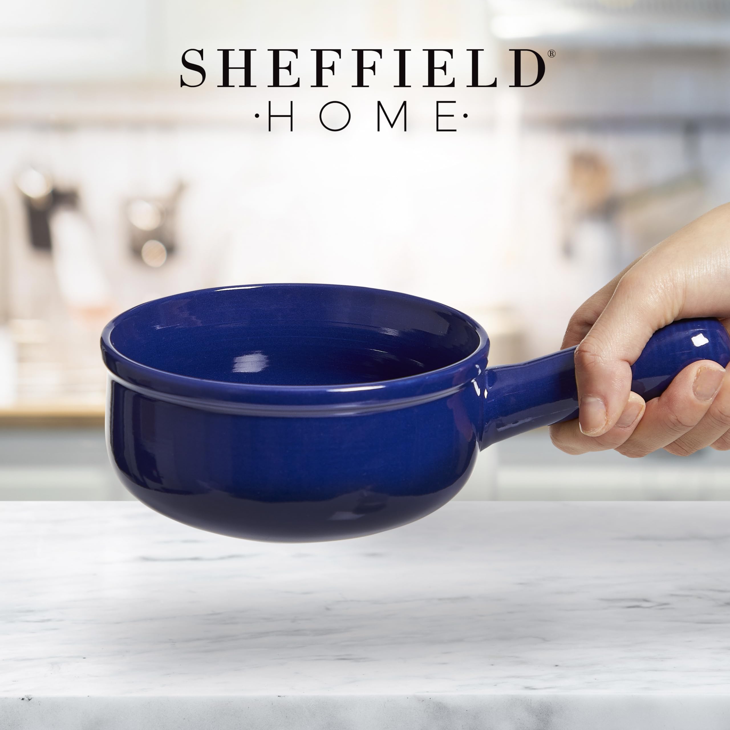 Sheffield Home Set of Ceramic Soup Bowls with Handles Serving Bowls, Dishwasher, Microwave and Oven Safe  - Like New