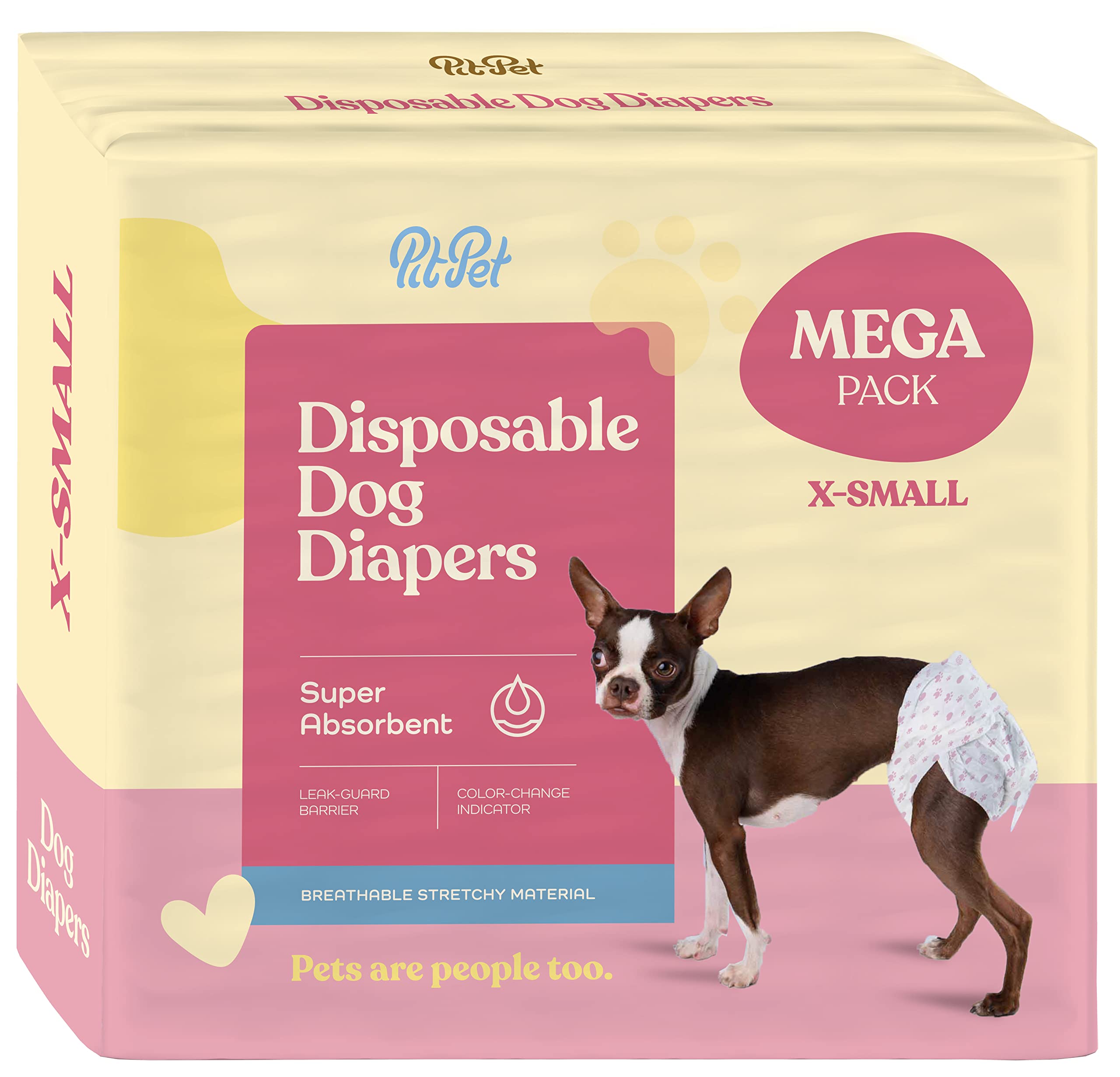 Super Absorbent Female Dog Diapers - 24-Pack Comfortable Disposable Doggie Diapers - FlashDry Gel Technology & Wetness Indicator - Leakproof Diapers for Dogs in Heat, Excitable Urination, Incontinence  - Like New