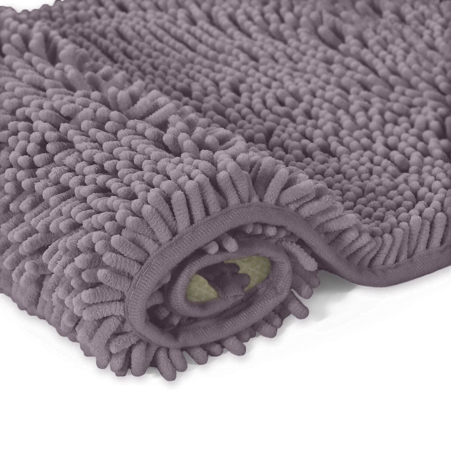 LuxUrux Bath Mat-Extra-Soft Plush Bath Shower Bathroom Rug,1'' Chenille Microfiber Material, Super Absorbent Shaggy Bath Rug. Machine Wash & Dry (15 x 23, Mauve)  - Like New