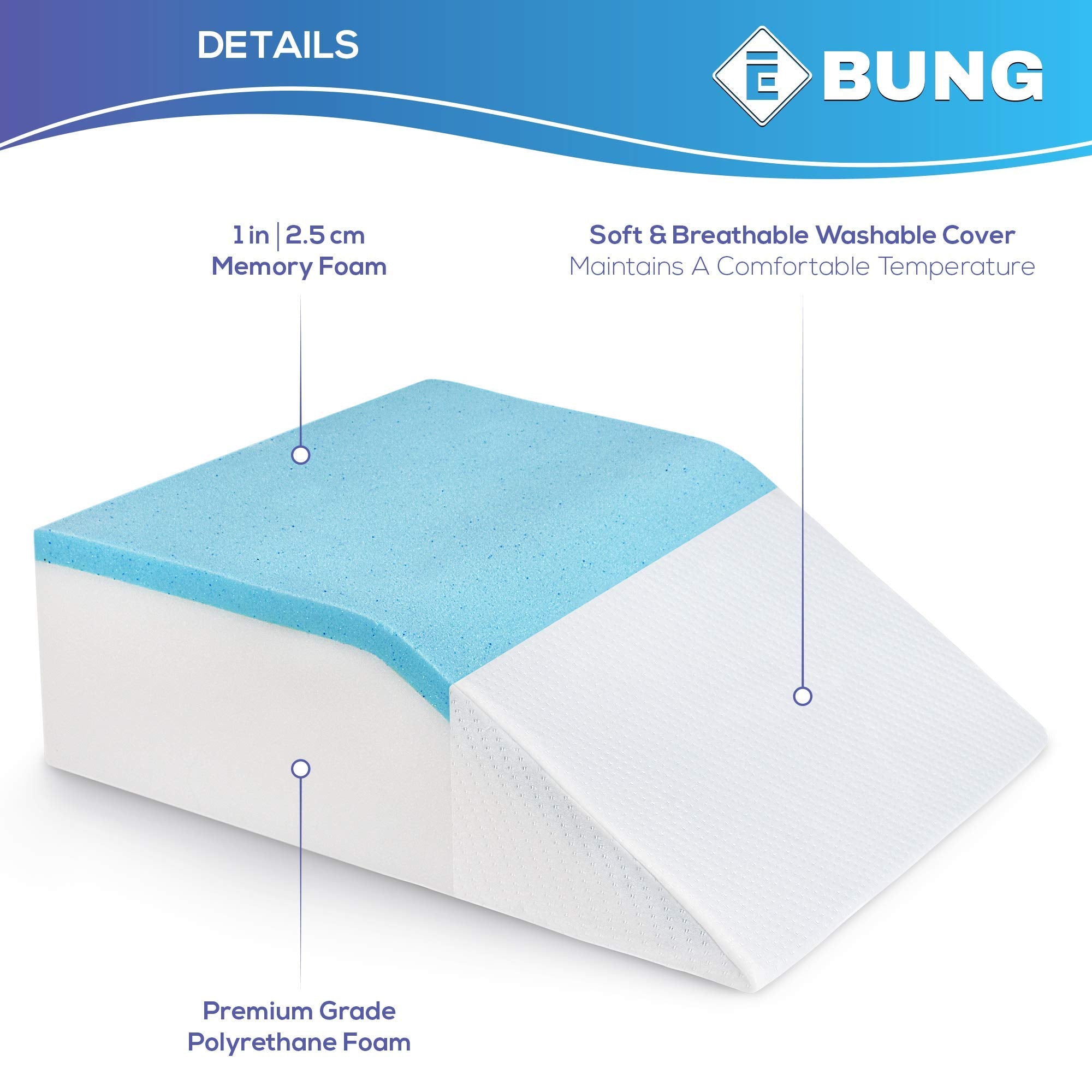 Ebung Leg Elevation Memory Foam Pillow with Removeable, Washable Cover  - Very Good
