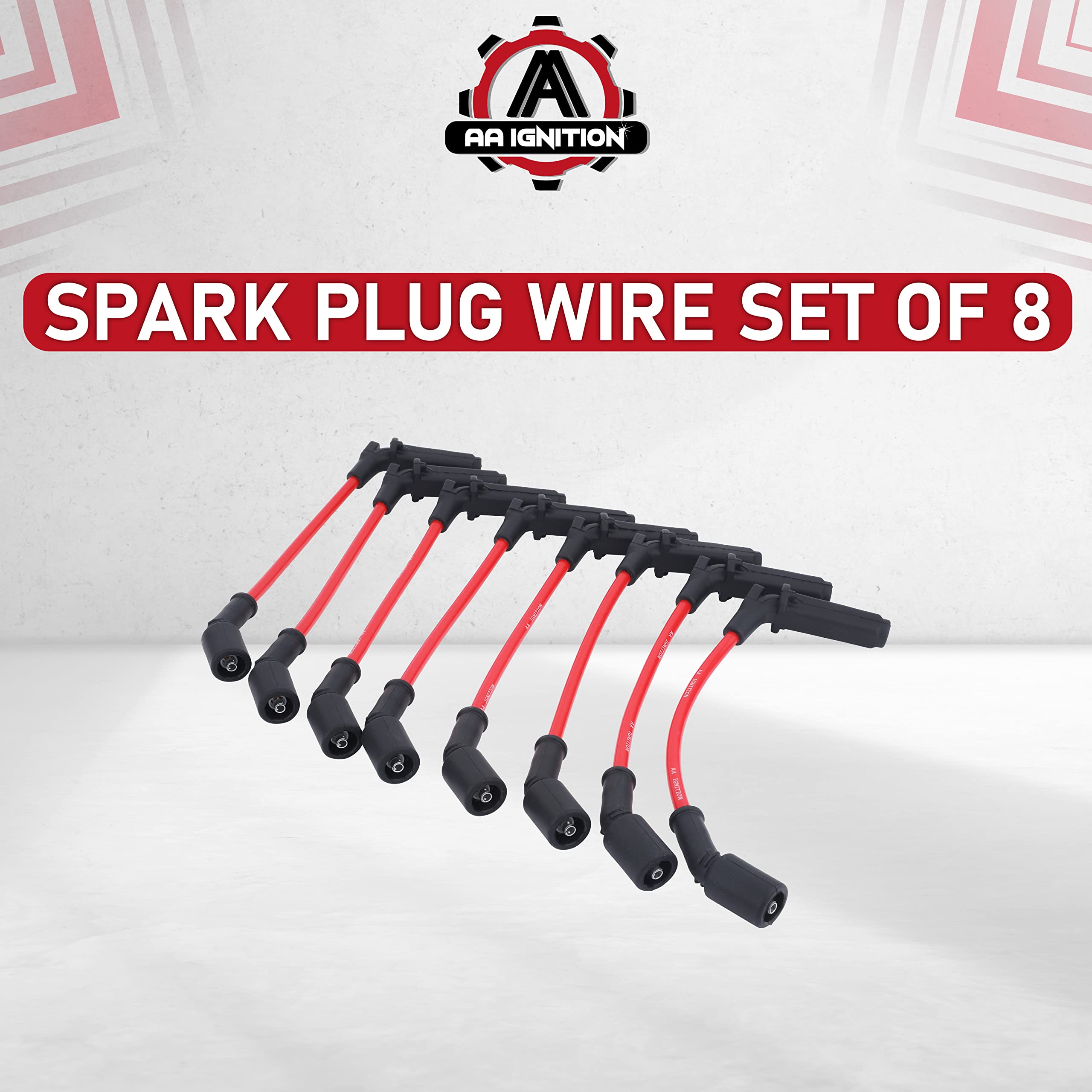 Spark Plug Wire Set of 8 - Compatible with Buick, Cadillac, Chevy, GMC - 2007-2012 - Escalade, Corvette, Avalanche, Silverado, Suburban, Tahoe, Sierra, Yukon - Replaces 9748RR, 19297032, 6718161  - Like New