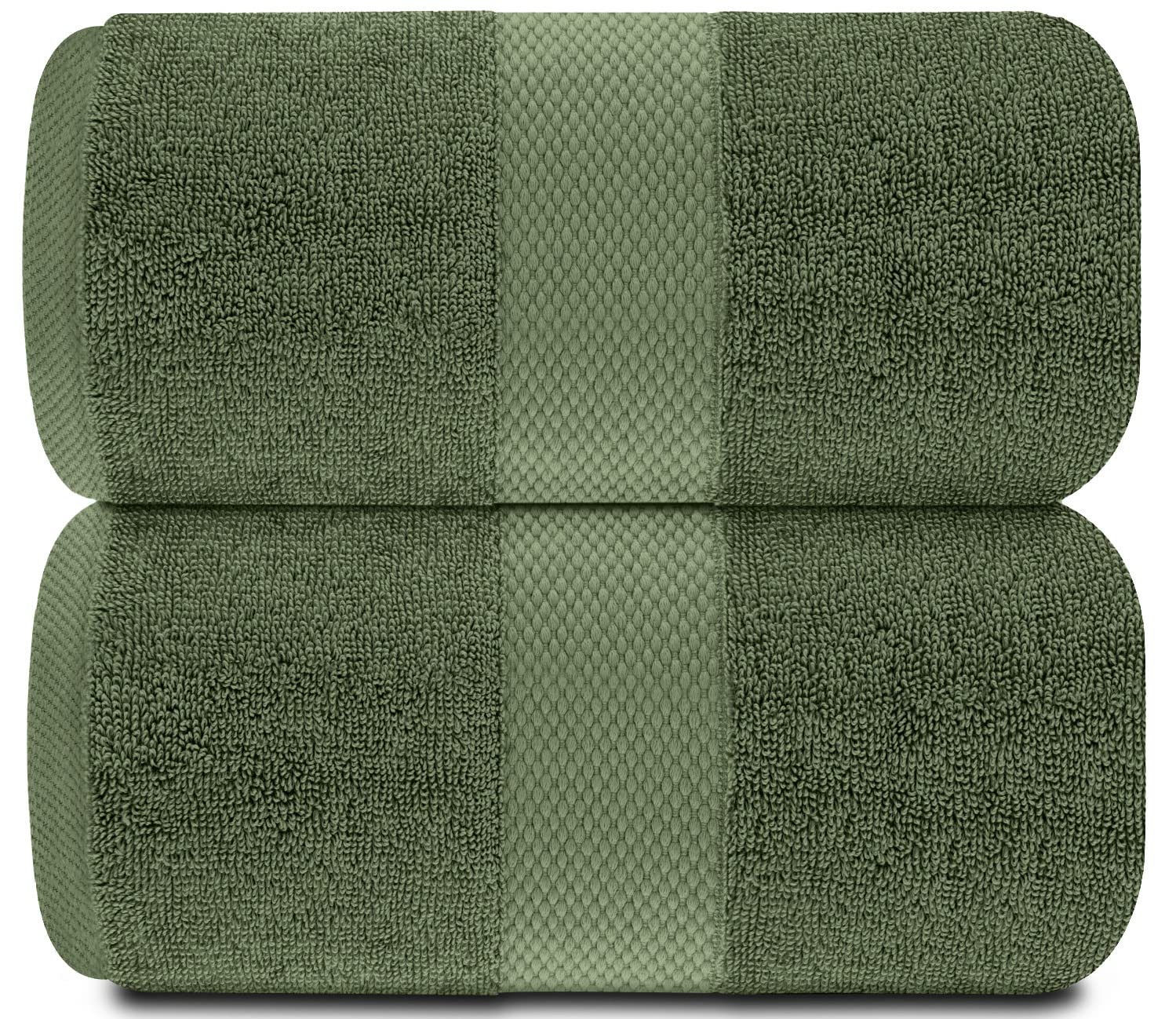 White Classic Luxury Soft Bath Sheet Towels - 650 GSM Cotton Luxury Bath Towels Extra Large 35x70 | Highly Absorbent and Quick Dry | Hotel Quality Extra Large Bath Towels Oversized, Dark Green, 2 Pack  - Like New