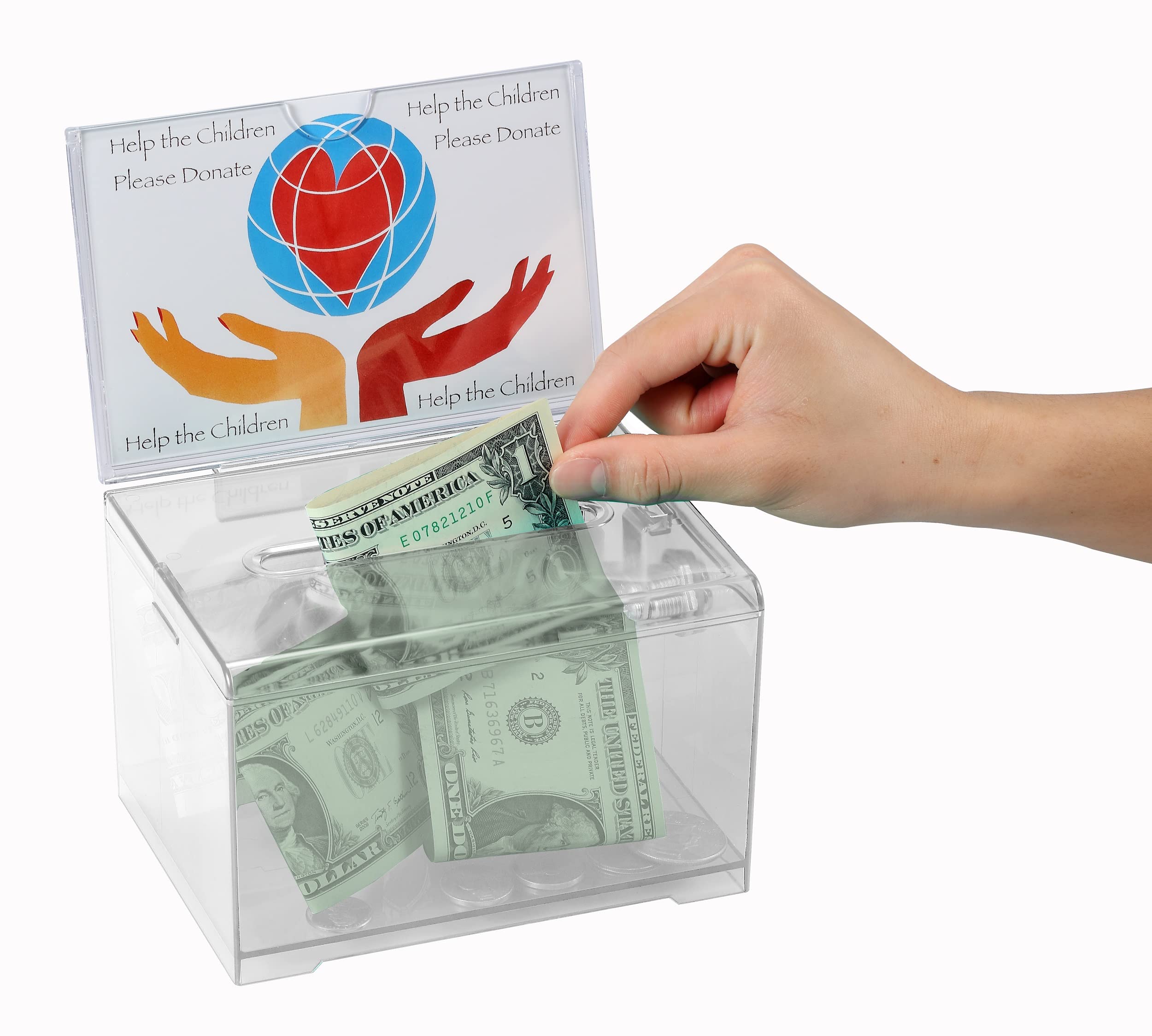 Adir Acrylic Donation Ballot Box with Lock - Secure and Safe Clear Slotted Suggestion Box - Storage Lock Deposit Box with Keys for Cards, Votes, Tickets, Feedback and Money (6.25" x 4.5" x 4")  - Like New