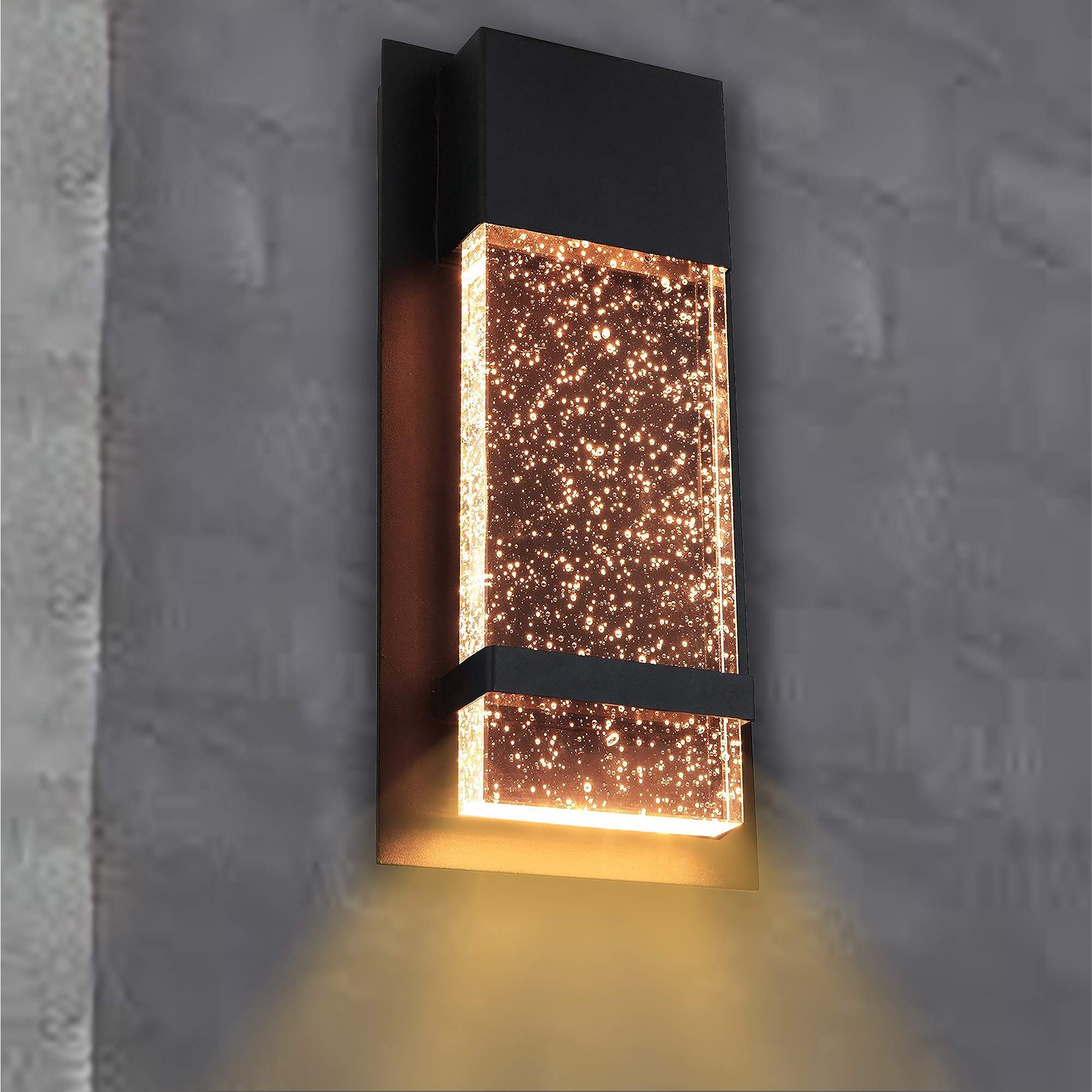 Wall Sconce by Ciata Lighting –Integrated LED Reflects Warm White Lighting Through Glass -Indoor/Outdoor Rectangular Wall Light Fixture –Modern & Stylish Sconce with Matte Black Finish  - Very Good