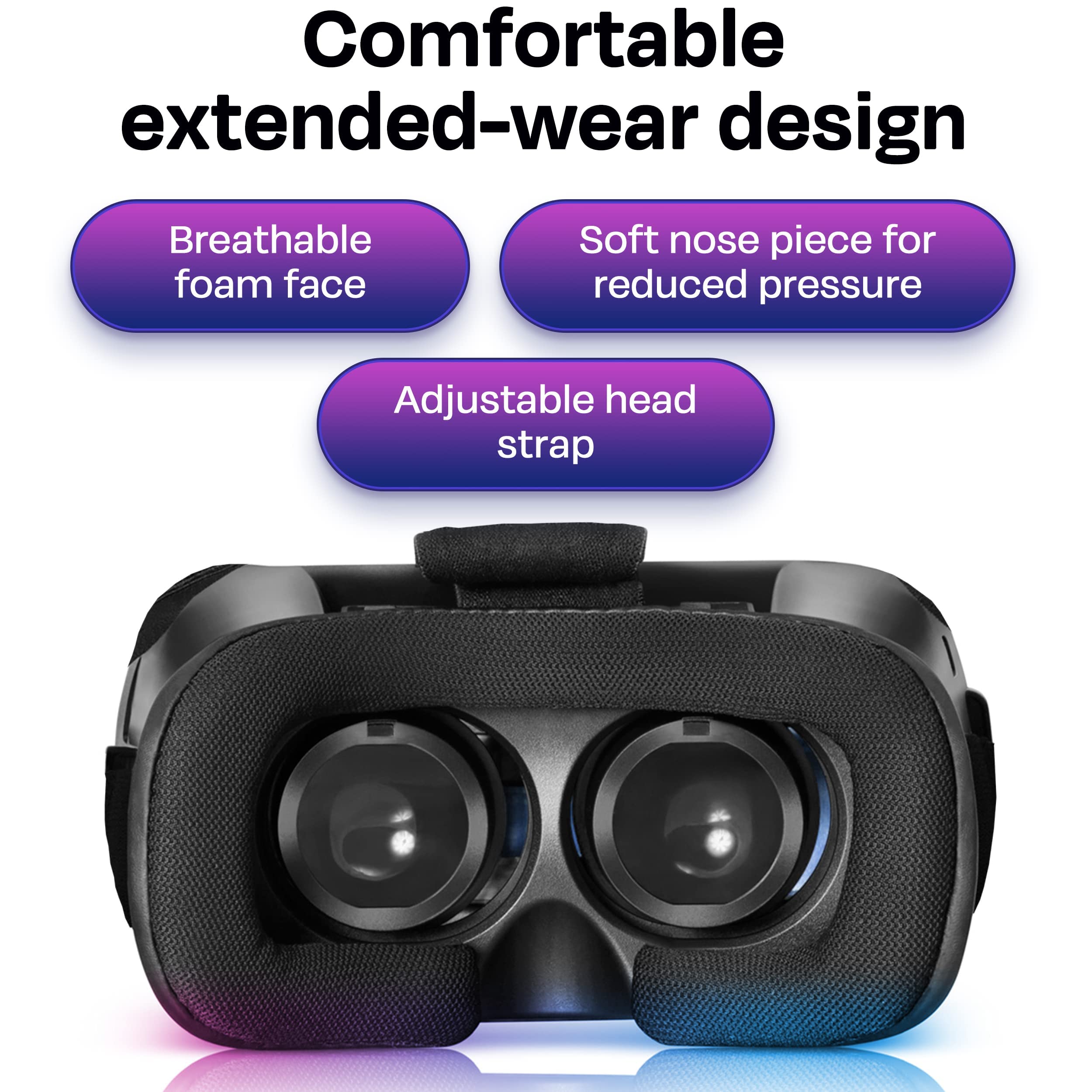 VR Headset Compatible with iPhone & Android - Universal Virtual Reality Goggles for Kids & Adults - Your Best Mobile Games 360 Movies w/Soft & Comfortable New 3D VR Glasses