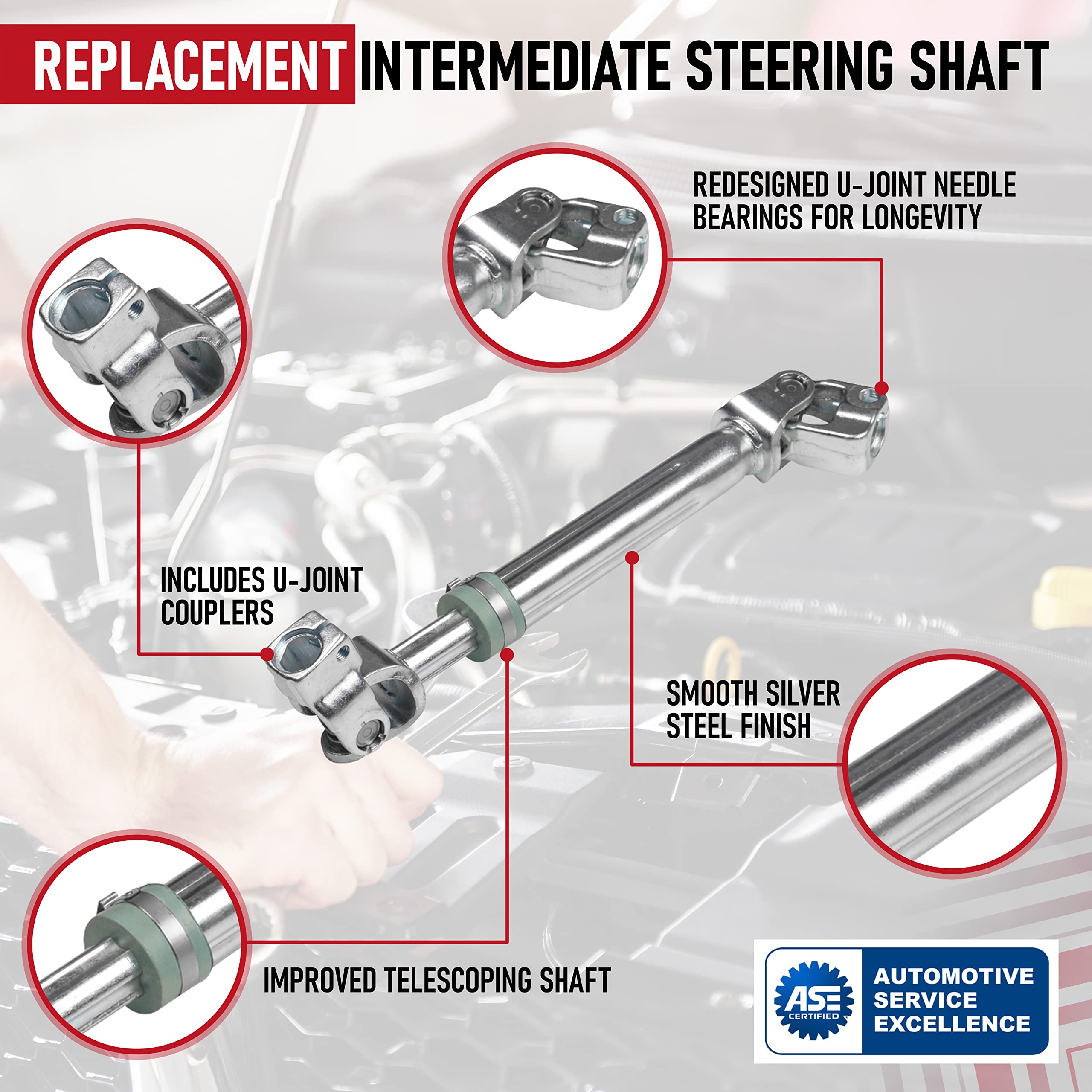 Intermediate Steering Shaft with U Joint Coupler - Replaces 8L1Z-3B676-A - Compatible with Lincoln Navigator and 2009-2014 Ford F150 and 2007-2014 Expedition  - Like New