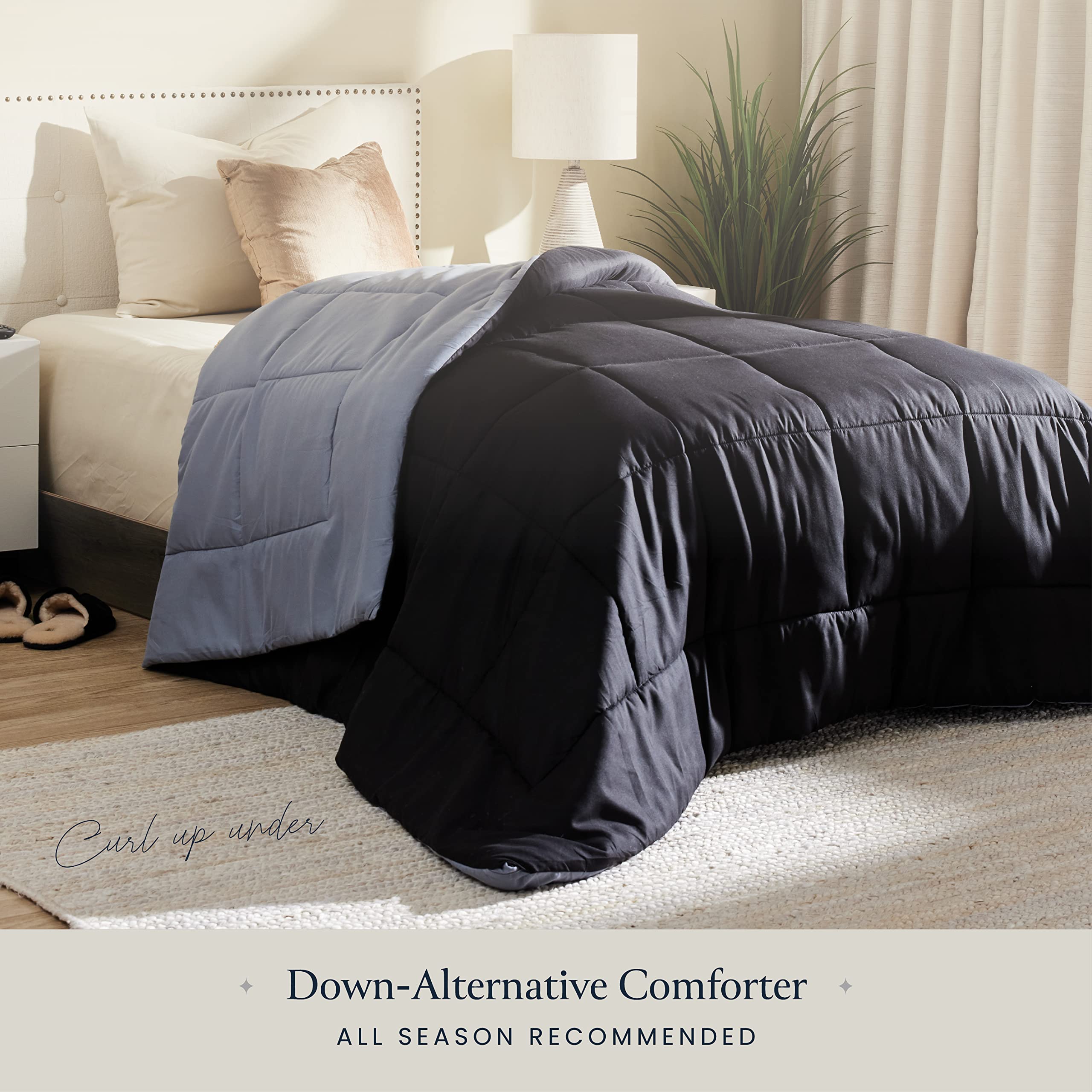 Down-Alternative Comforter Duvet Insert - All-Season Mid-Plush Cooling Comforter - Perfect for Hot Sleepers - Soft & Fluffy Bed Comforter, Elegant Box Quilted Comforters  - Acceptable