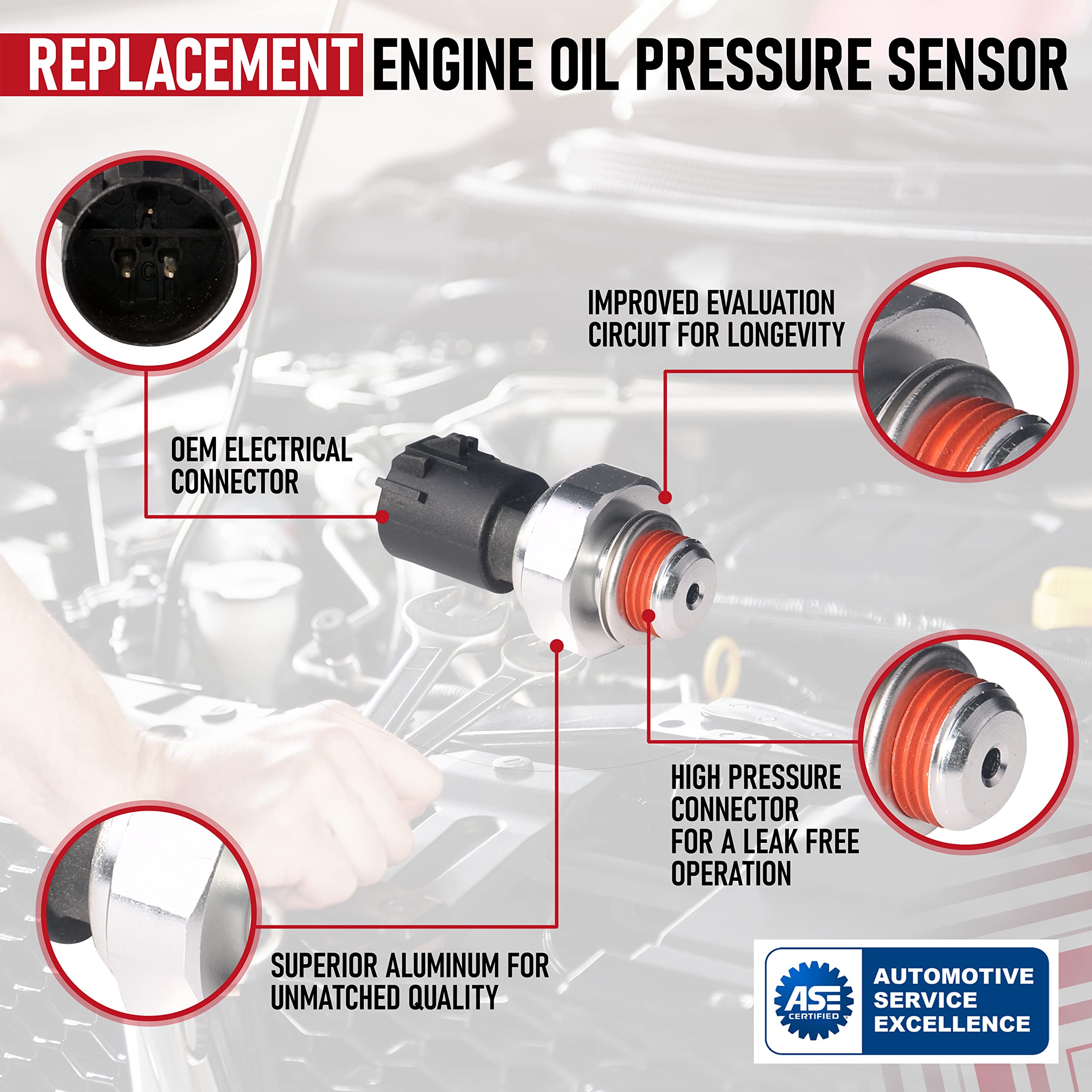 Engine Oil Pressure Sensor - Replaces 12673134, 12585328, 926-041 - Compatible with Chevy, GMC, Buick & Cadillac Vehicles - Silverado, Trailblazer, Yukon, Sierra, Savana, Suburban, Tahoe, Impala  - Very Good