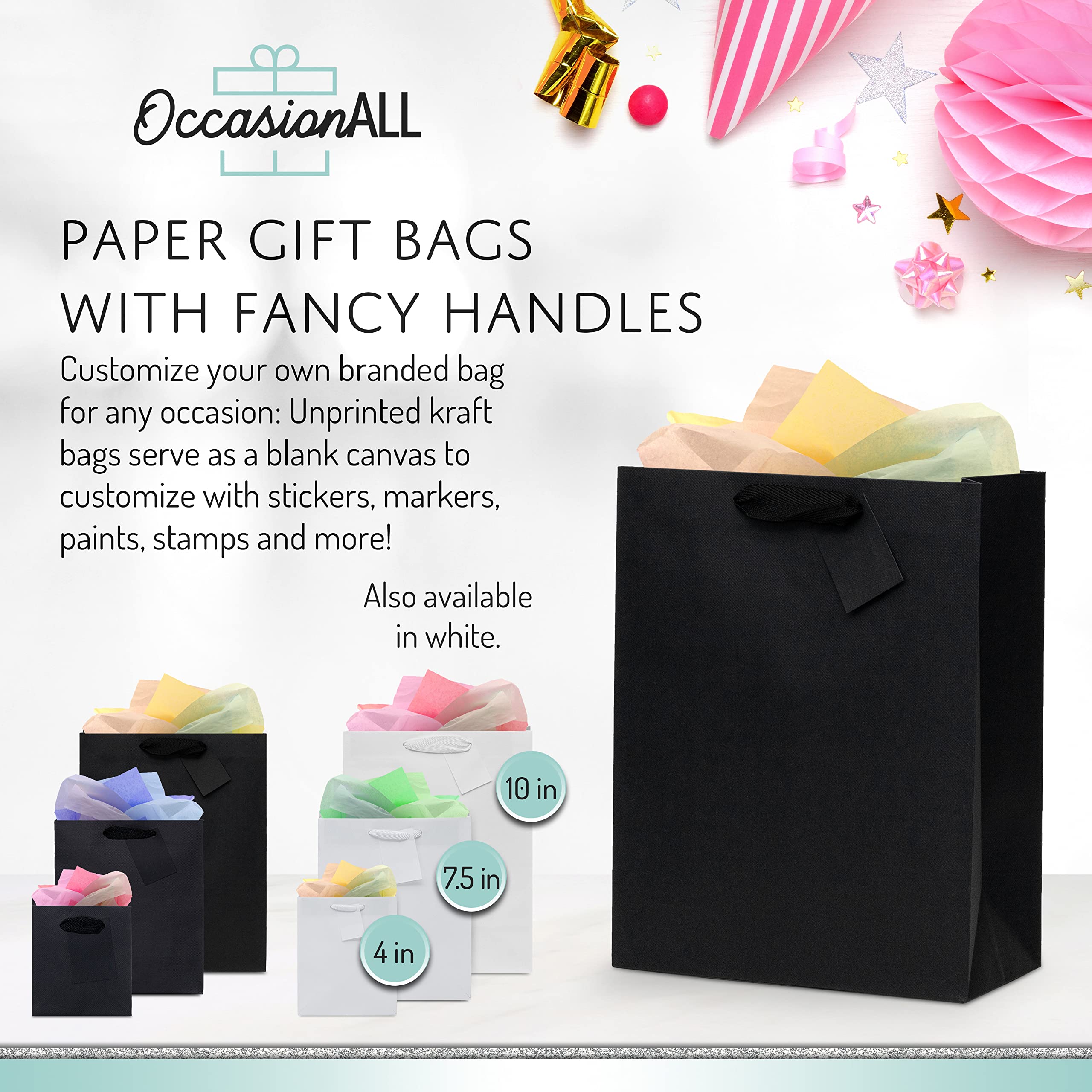 OccasionALL Gift Bags - Designer Paper Wine Bottle Bags with Handle  - Like New