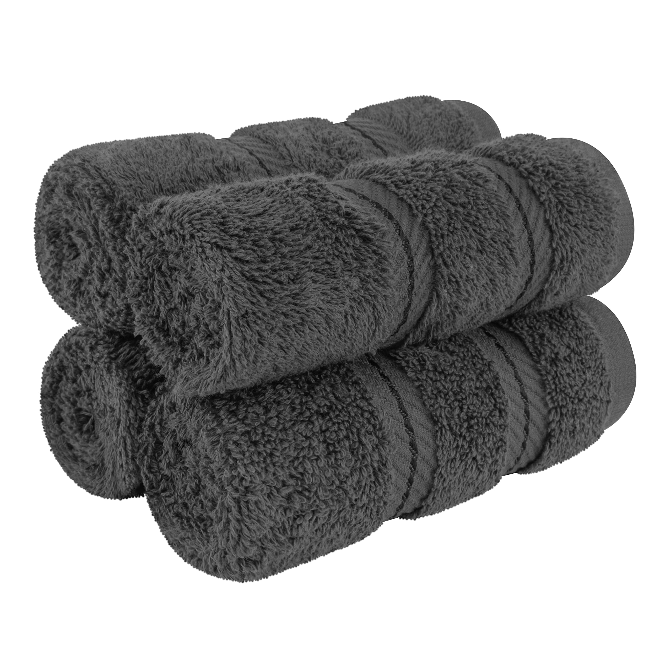 American Soft Linen Luxury Washcloths for Bathroom, 100% Turkish Cotton Washcloth Set of 4, 13x13 in Soft Washcloths for Body and Face, Baby Washcloths, Gray Washcloths  - Like New