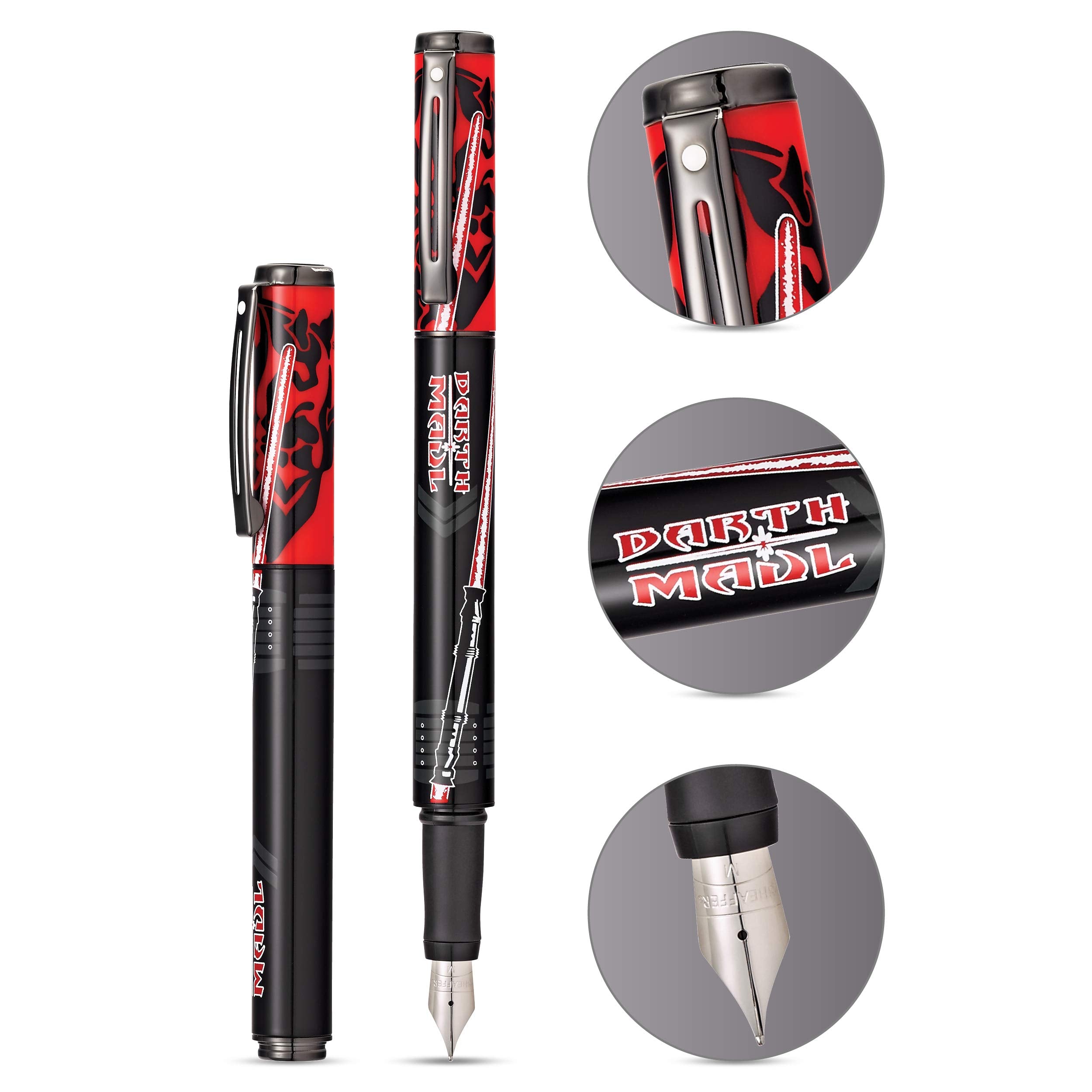 Sheaffer Pop Black Fountain Pen with Chrome Trim and Medium Nib in Gift Box  - Like New
