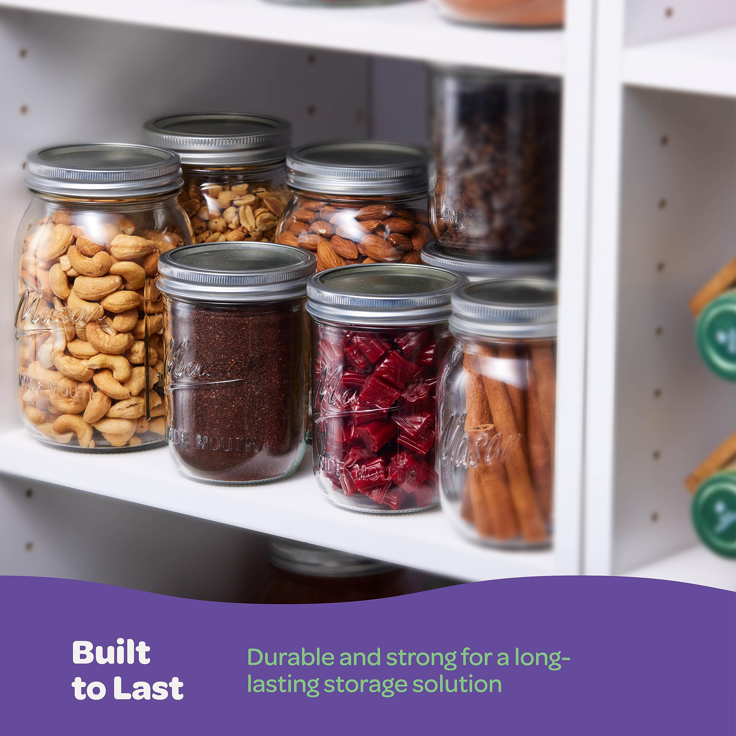 SEWANTA Wide Mouth Mason Jars 16 oz [5 Pack] With mason jar lids and Bands, mason jars 16 oz - For Canning, Fermenting, Pickling - Jar D�cor - Microwave/Freeze/Dishwasher Safe.  - Very Good