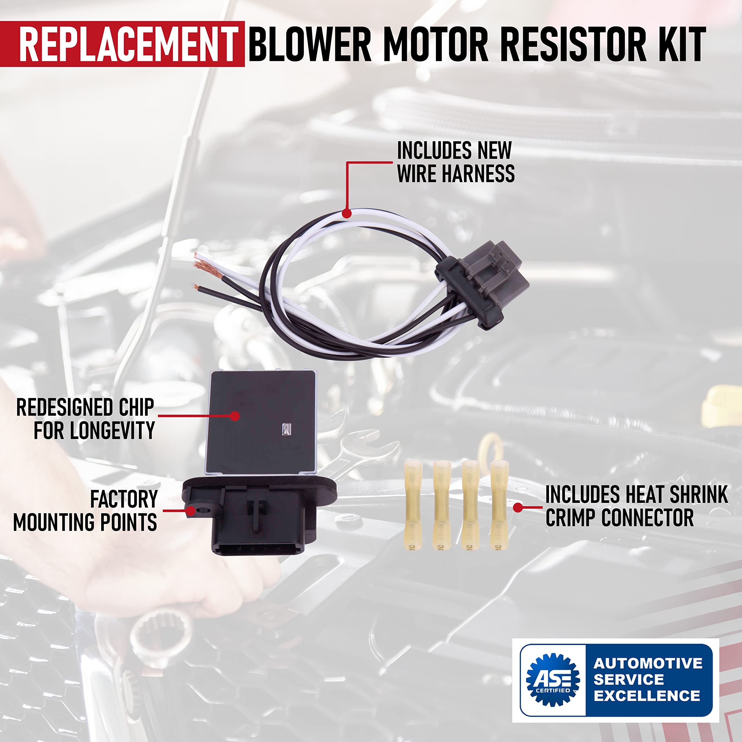 Replacement AC Blower Motor Resistor Kit - Replaces 973-582, 8713804050, 8713804052, 4P1650, JA1772, RU1435 - Compatible with Toyota Tacoma Vehicles - 2005, 2006, 2007, 2008, 2009, 2010-2017  - Very Good