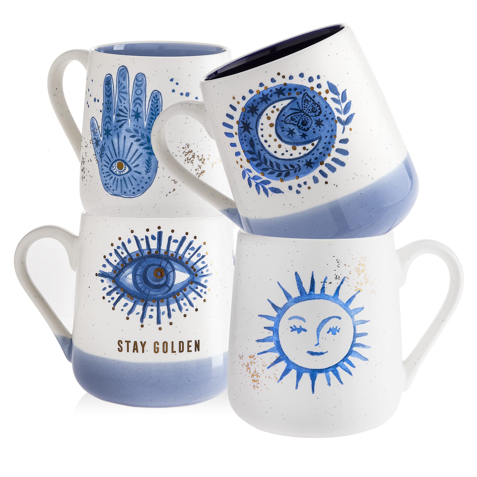 Dwell Studio Set of 2 or 4 Stoneware Coffee Mugs-Astrology Sign, Constellation, Celestial Coffee Cups, Mugs for Tea, Latte, and Hot Chocolate  - Like New