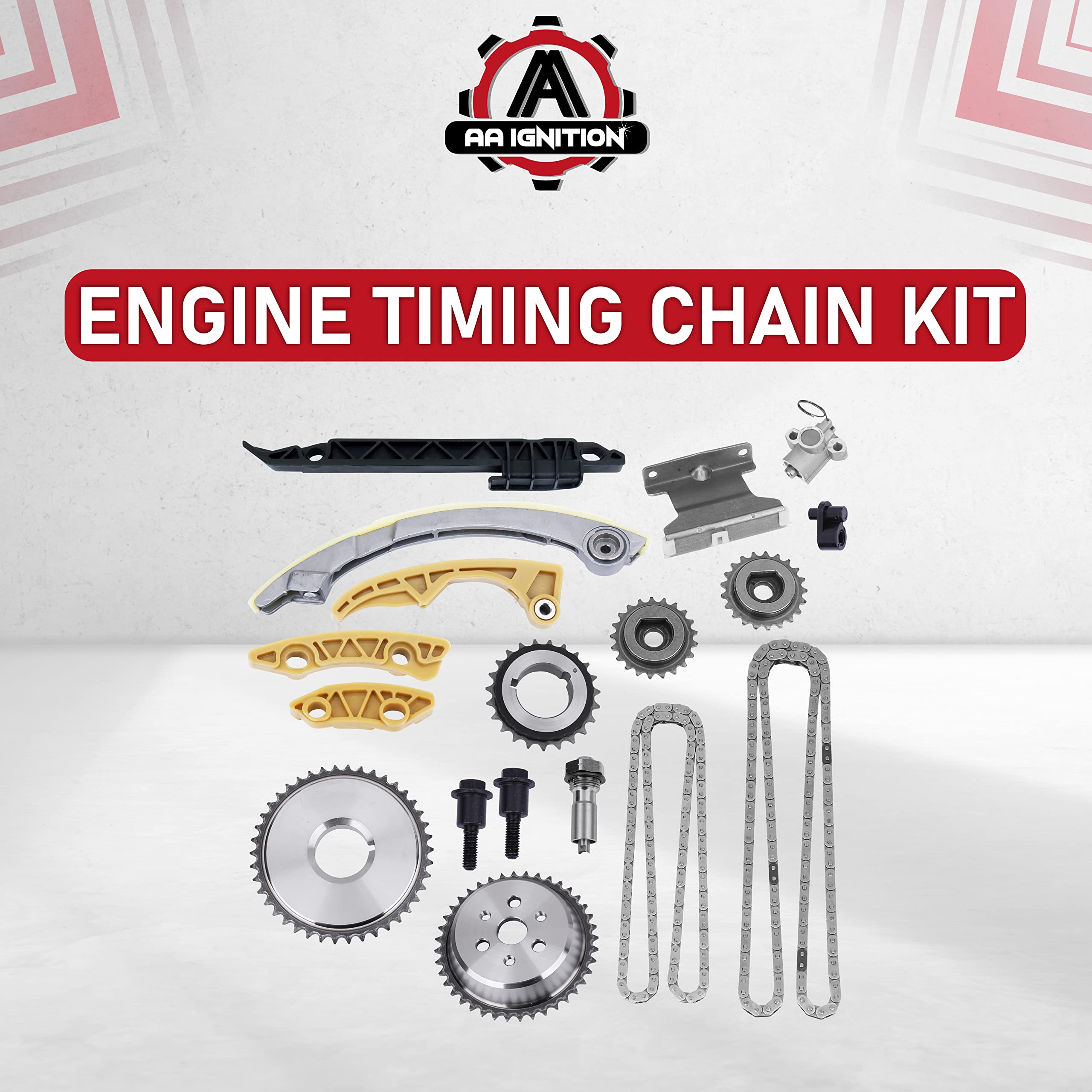 Engine Timing Chain Kit - Compatible with Buick, Chevy, GMC, Pontiac and Saturn - 2.0L, 2.2L, 2.4L - LaCrosse, HHR, Malibu, Terrain, G5, G6, Saab - Replaces 9-4201S, 12680750, 94201SX  - Very Good