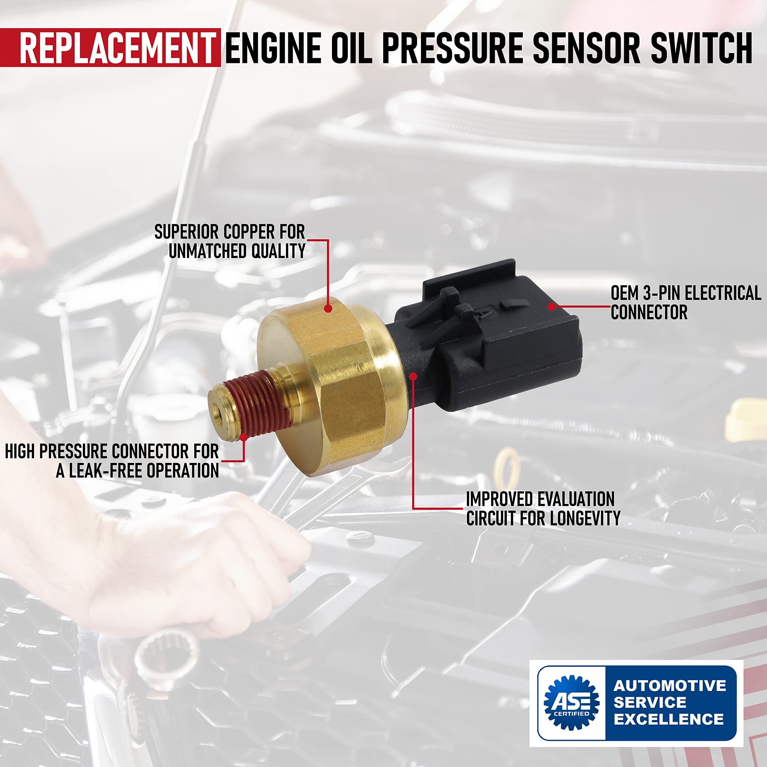 Engine Oil Pressure Sensor Switch - Replaces 5149062AA, 05149062AA, 56028807AB, 56028807AA - Compatible with Chrysler, Dodge, Jeep, Ram - 200, 300, Avenger, Challenger, Durango, 1500, Grand Cherokee  - Like New