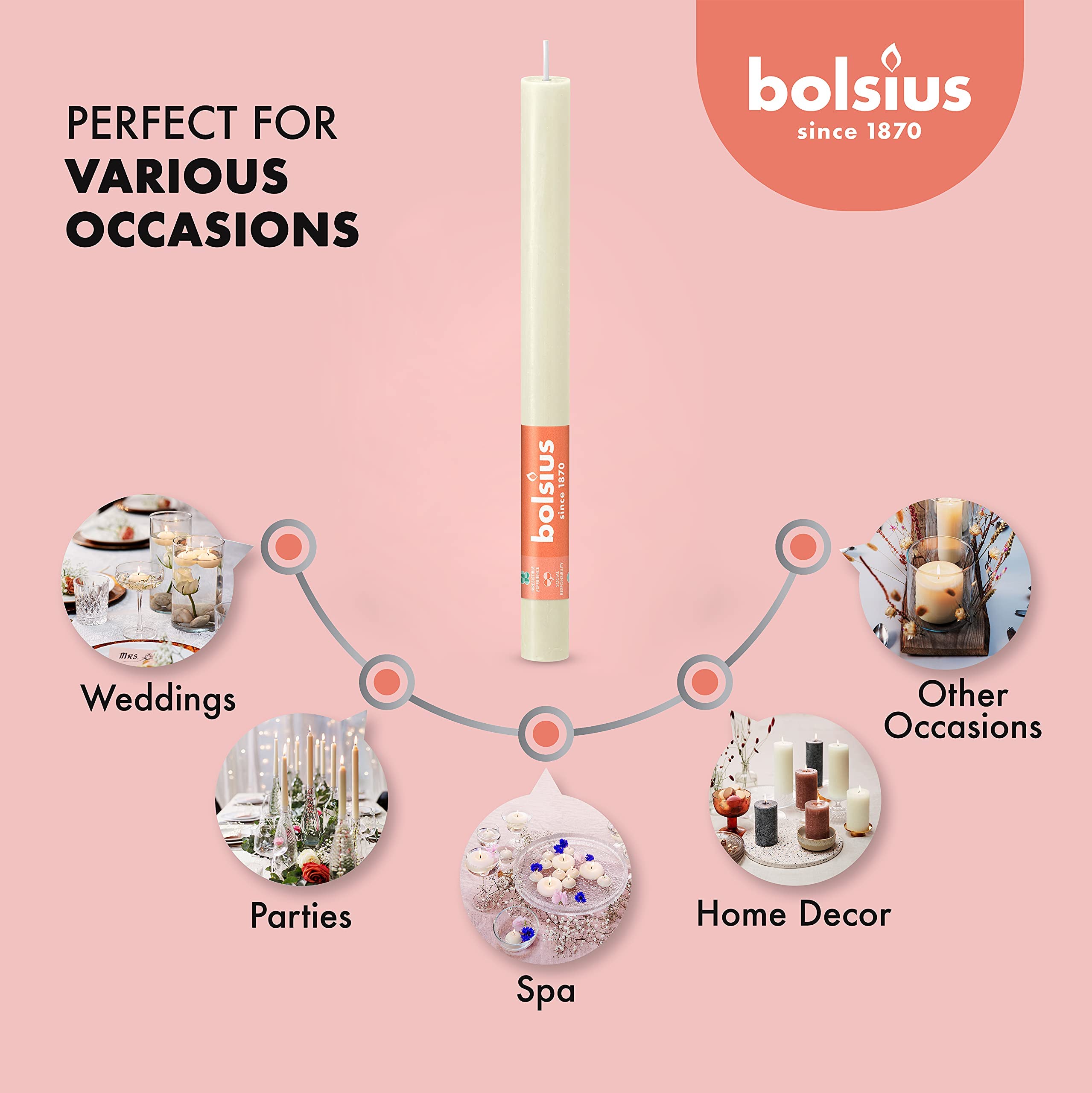 BOLSIUS 16 Pack - Premium European Quality - 13 Hour Burn Time - Natural Eco-Friendly Plant-Based Wax - Unscented Dripless Smokeless Party Décor Candles  - Like New