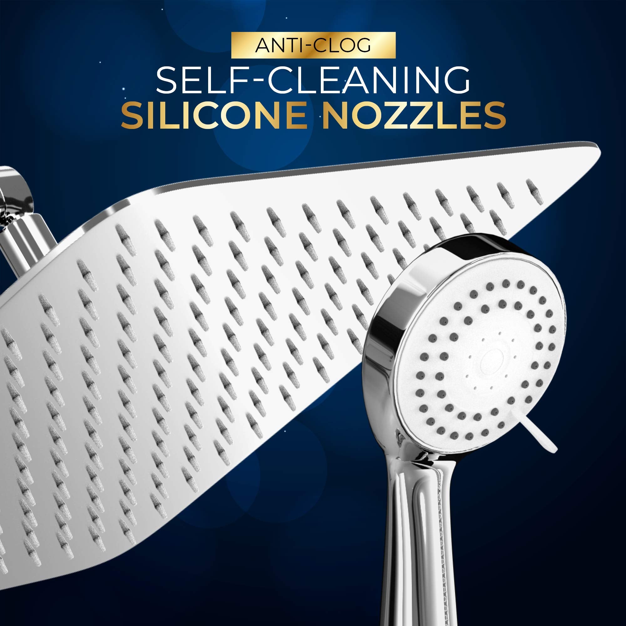 High Pressure Rainfall Shower Head and Hand Held Shower Head Combo with 70 Inch Hose for Bath and Adjustable Extender Arm - Easy Install Anti Clog Jet Nozzles - Universal Fit for High, Low Water Flow  - Very Good