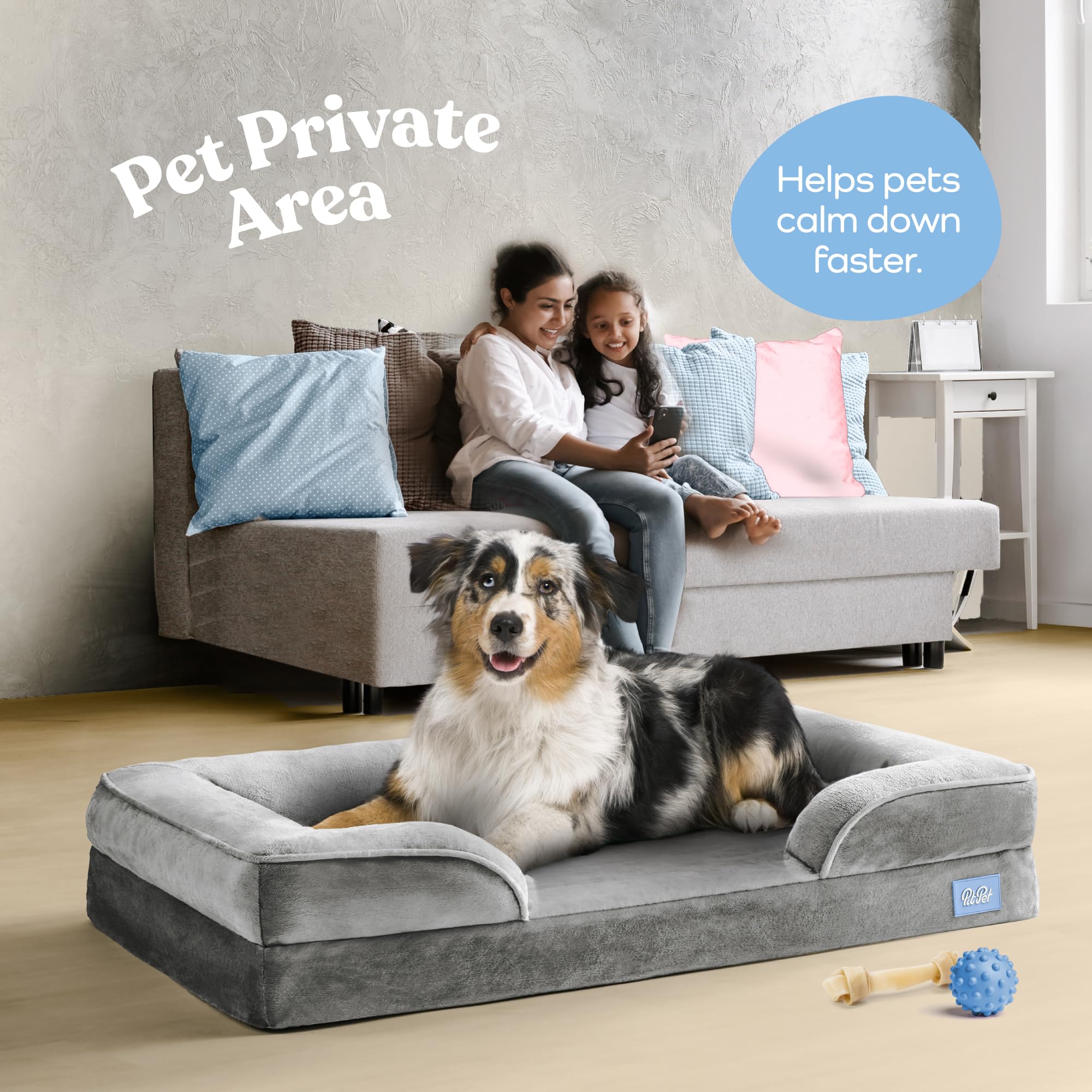 Orthopedic Sofa Dog Bed - Ultra Comfortable Dog Beds for Large Dogs - Breathable & Waterproof Pet Bed- Egg Foam Sofa Bed with Extra Head and Neck Support - Removable Washable Cover & Nonslip Bottom.  - Like New