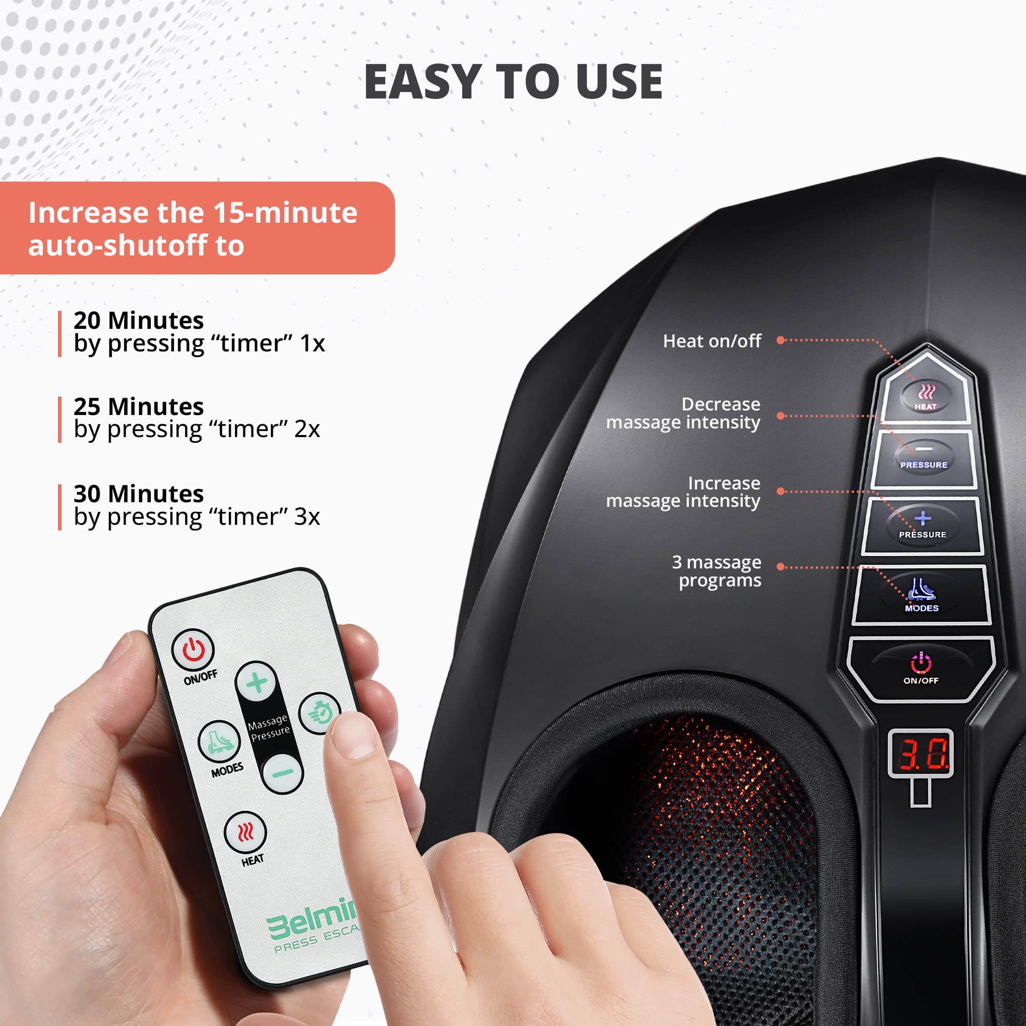 Belmint Foot Massager Machine - Shiatsu Foot Massager with Heat, Deep-Kneading Foot Massager for Plantar Fasciitis, Neuropathy - Unique Gifts for Him Her/Women & Men, Fathers Day Gift Idea  - Acceptable