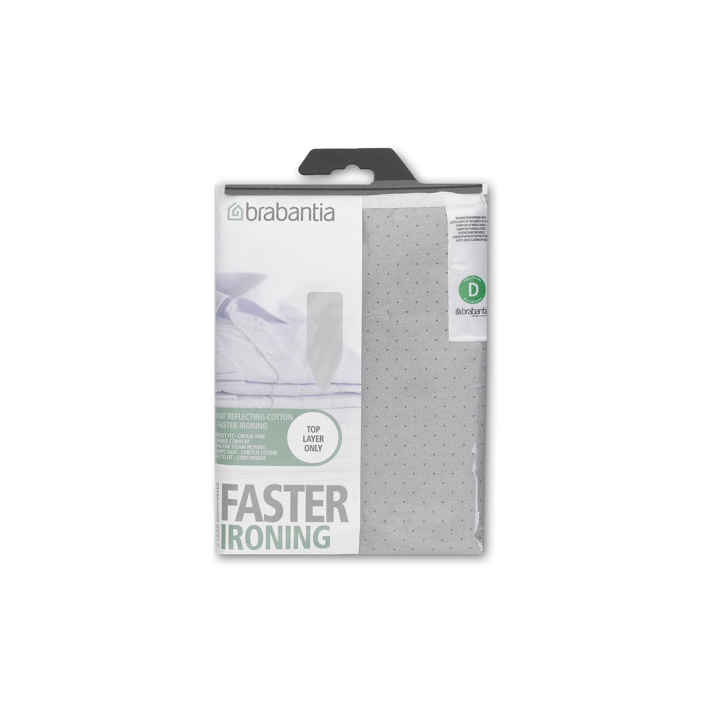 Brabantia Ironing Board Cover 53 x 18 Inch (Size D, Extra Large) Silver Metallic